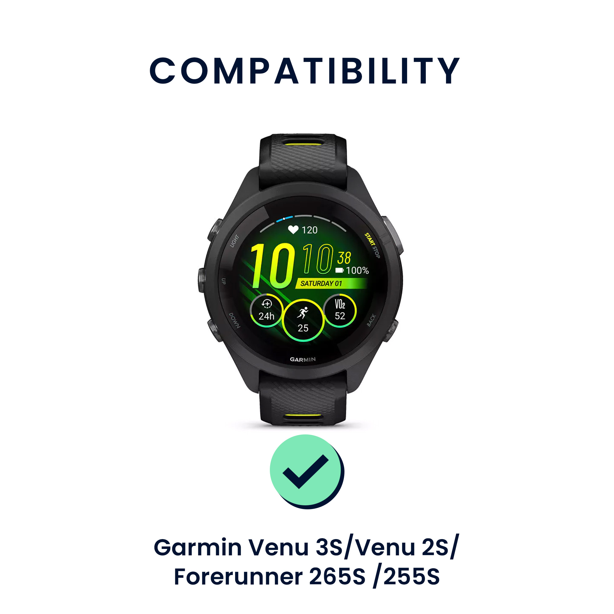 Řemínky pro Garmin Venu 3S / Venu 2S / vivoactive 4S / Forerunner 265S 255S kwmobile silikonové - černá / oranžová