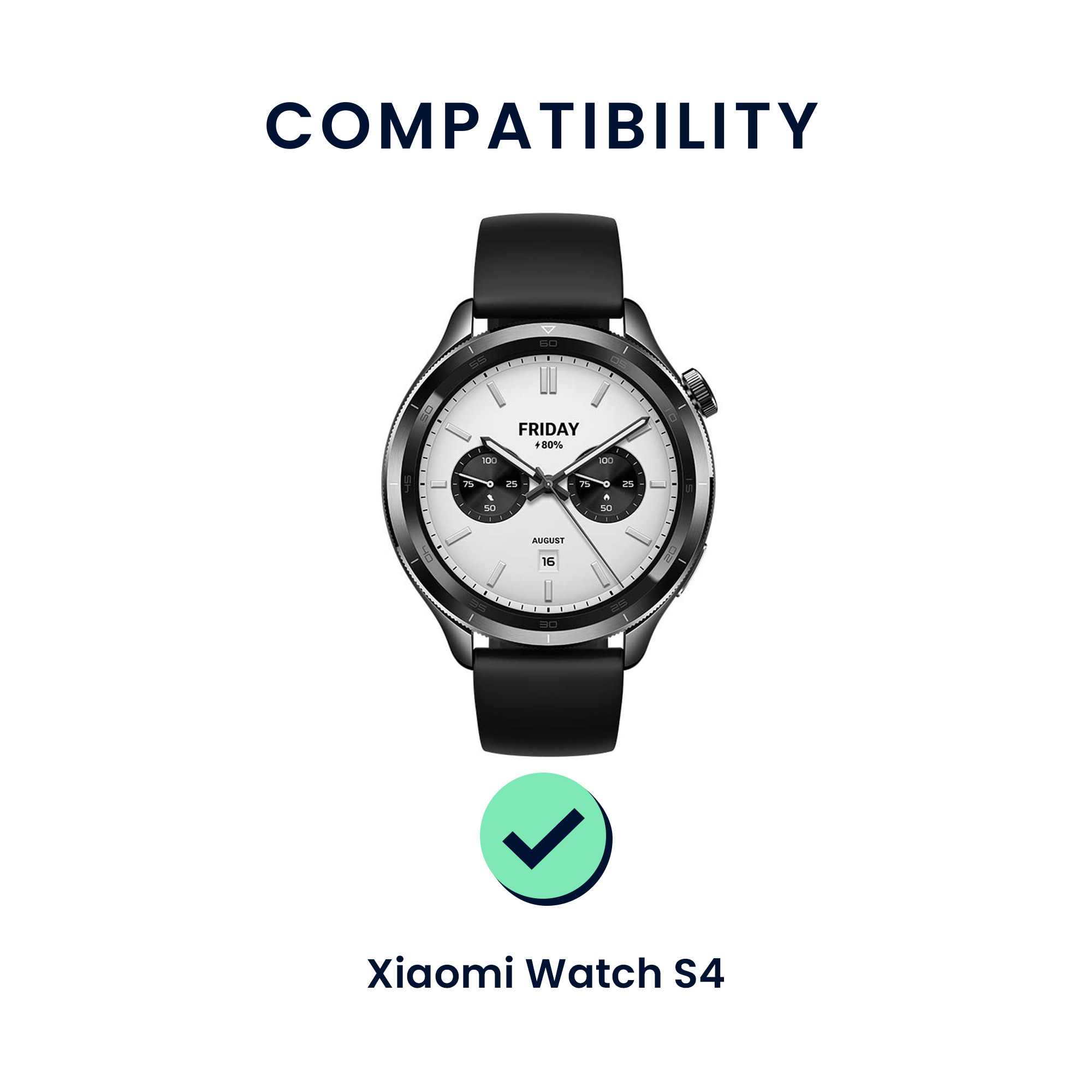 Řemínek na hodinky kwmobile silikonový pro Xiaomi Watch S4, černá / bílá, 2 ks