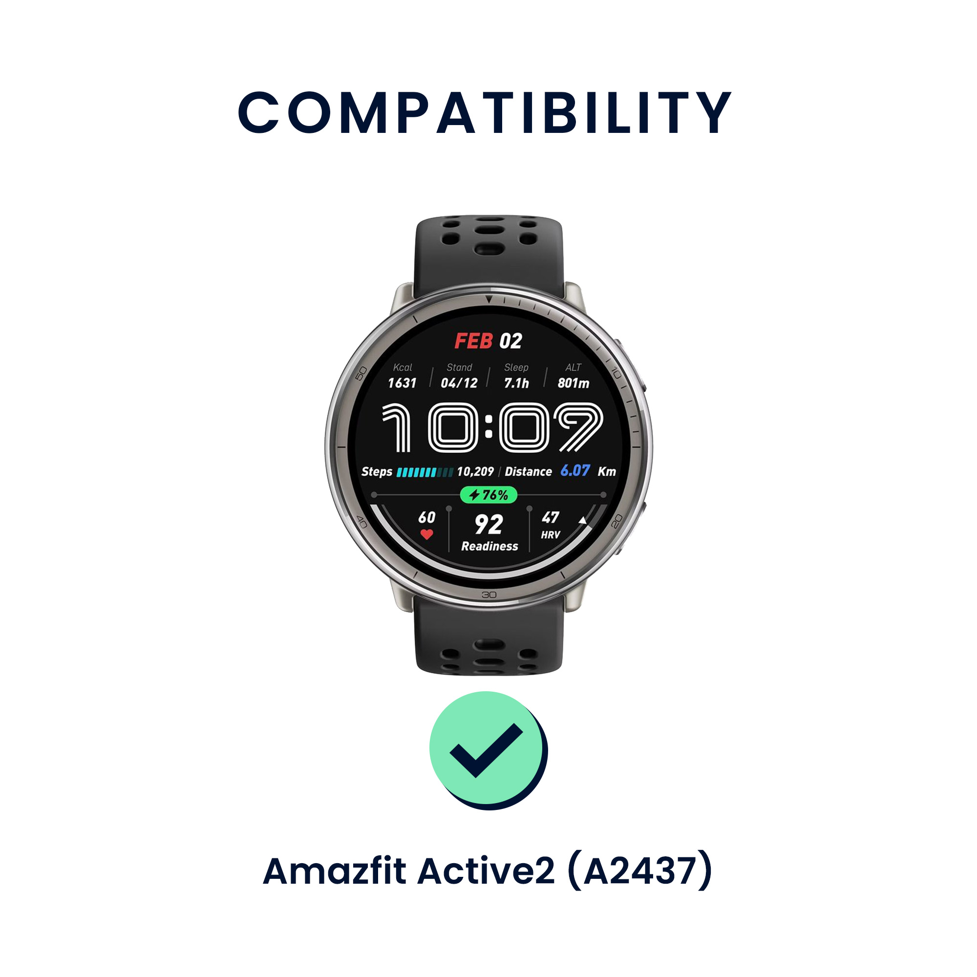 Řemínek 20mm Amazfit Active 2/2 Square/Active Edge/Bip 3/GTS... 20mm kwmobile TPU černý/tmavě šedý