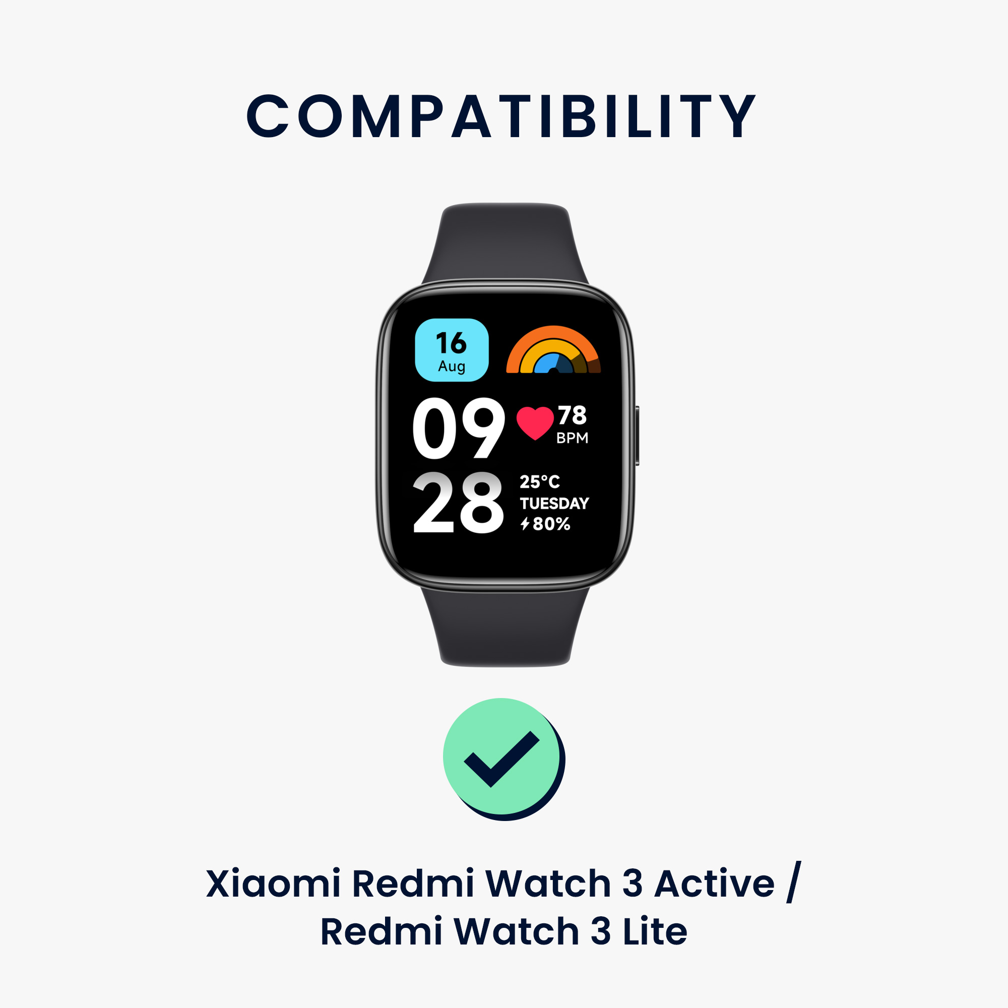 kwmobile řemínek k hodinkám Redmi Watch 3 Active / Redmi Watch 3 Lite - černá