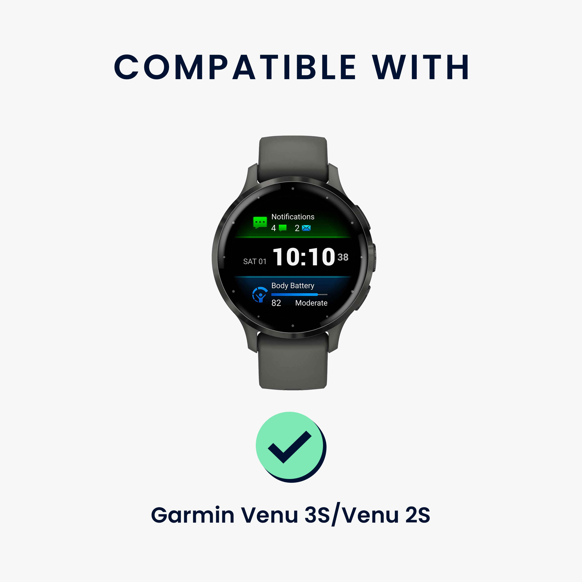 Řemínek kwmobile pro Garmin Venu 3S / Venu 2S / vivoactive 4S / Forerunner 265S 255S - černá