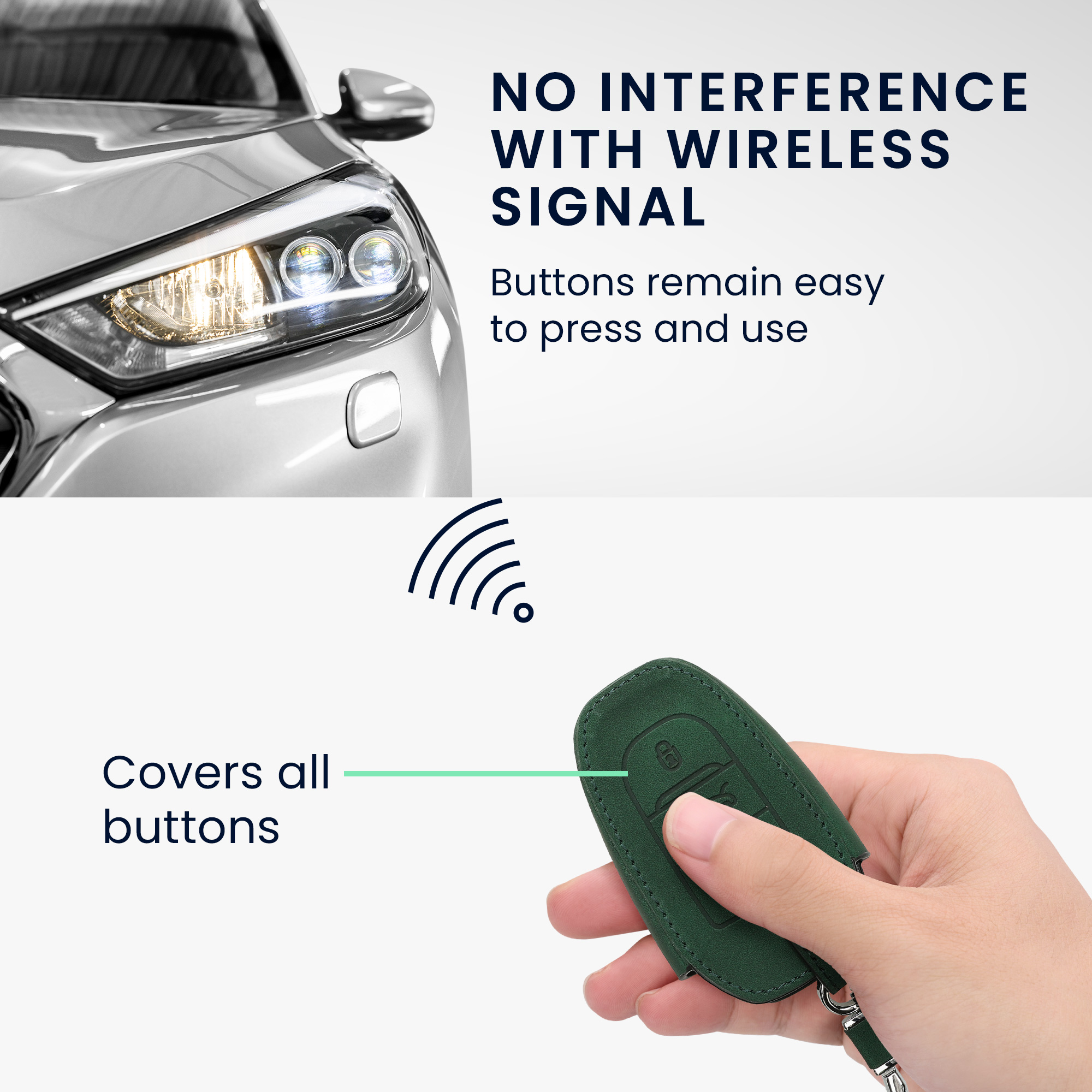Pouzdro na klíč od auta kwmobile pro Opel 3 Button Car Key Smart Key only Keyless Go, tmavě zelená