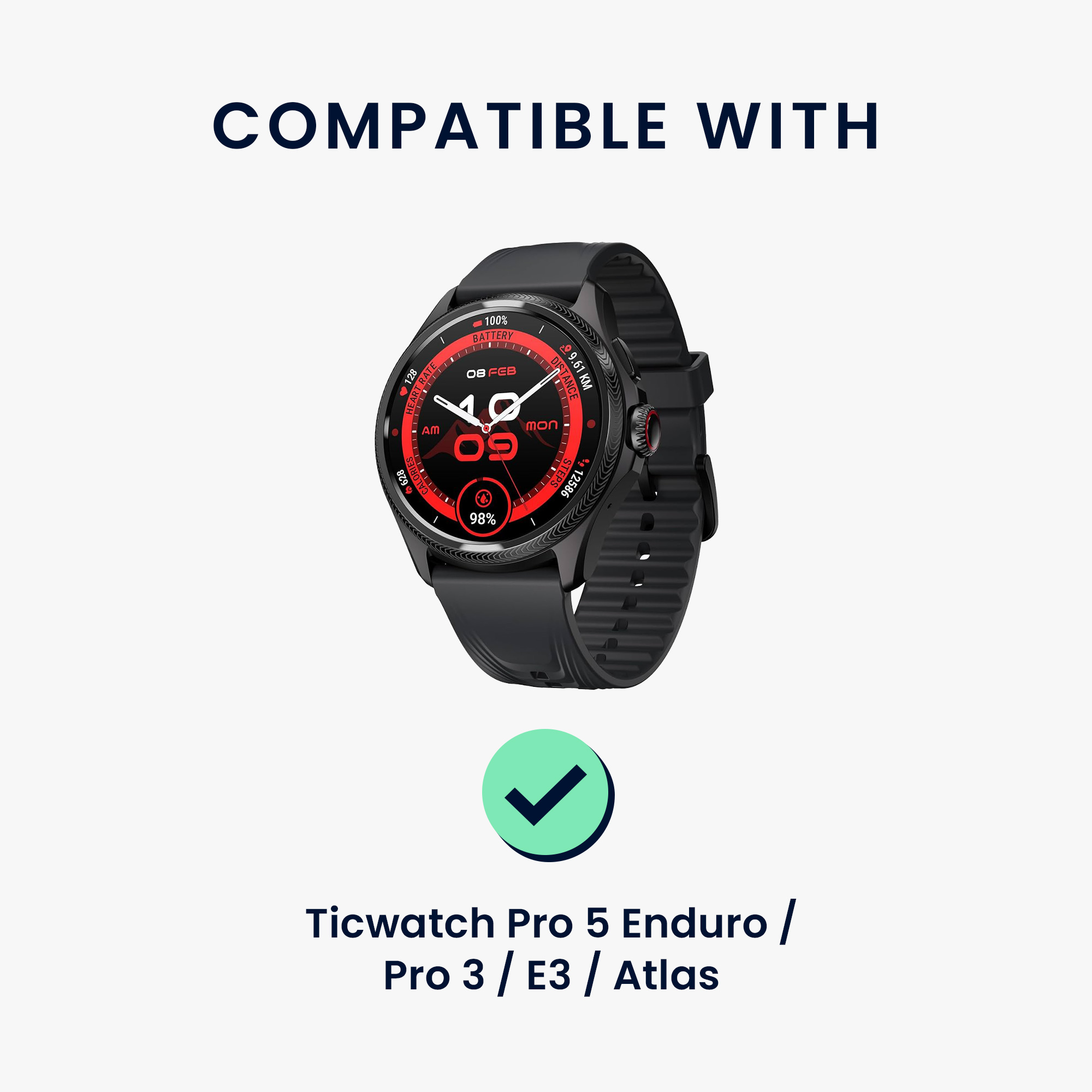 Nabíjecí kabel pro chytré hodinky Ticwatch Pro 5 Enduro / Pro 3 / E3 / Atlas kwmobile - černá