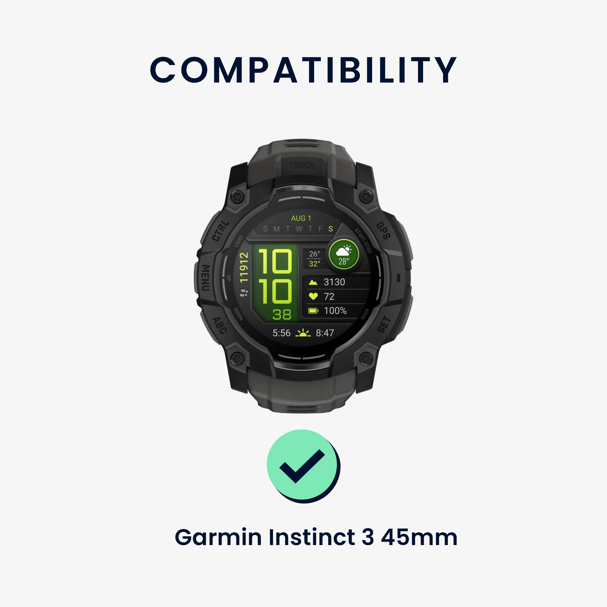 Řemínek na hodinky kwmobile Garmin Instinct 3 45mm Watch Strap - černá