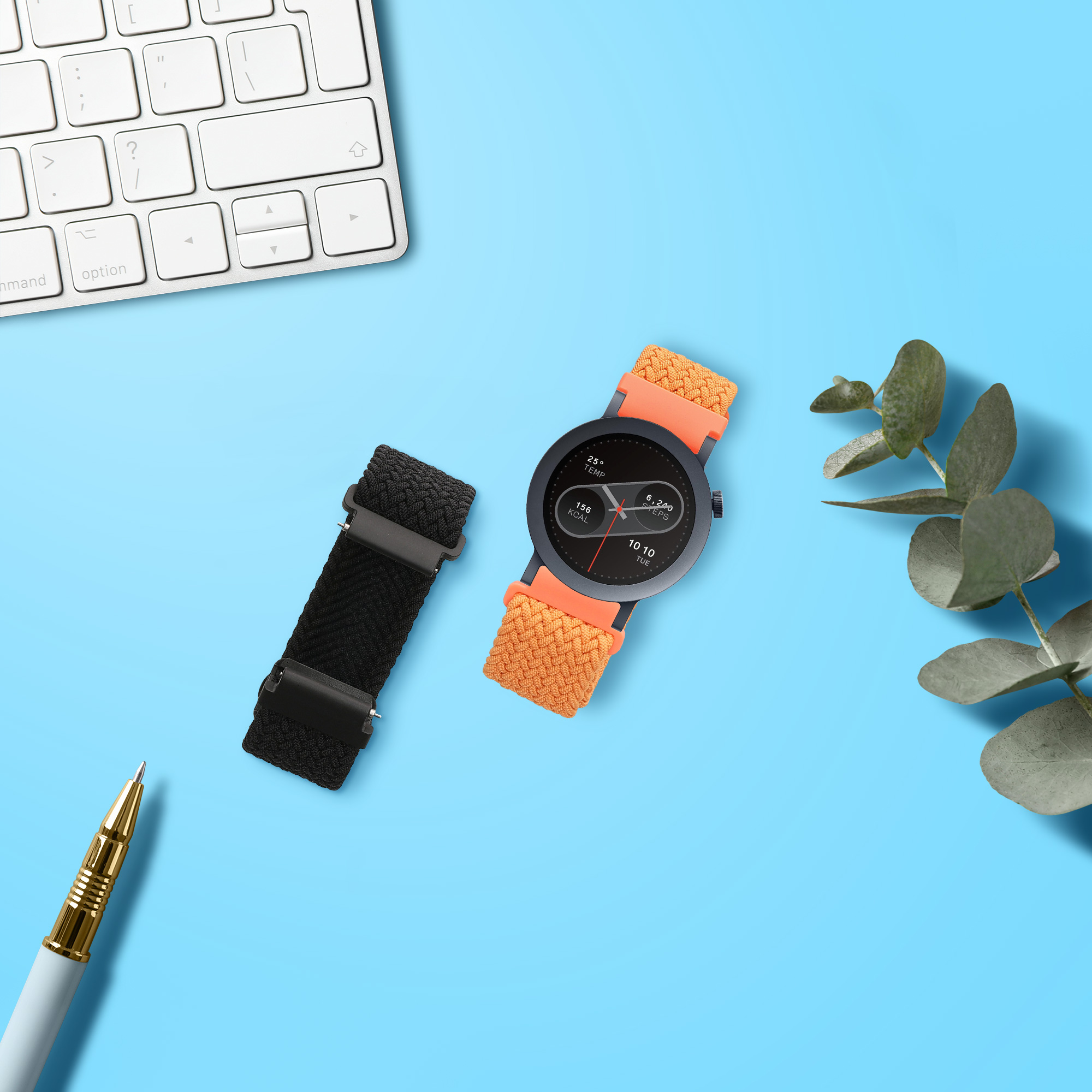 Řemínek na hodinky kwmobile nylonový pro CMF Watch Pro 2 / Watch Pro 1, černá / oranžová, 2 ks