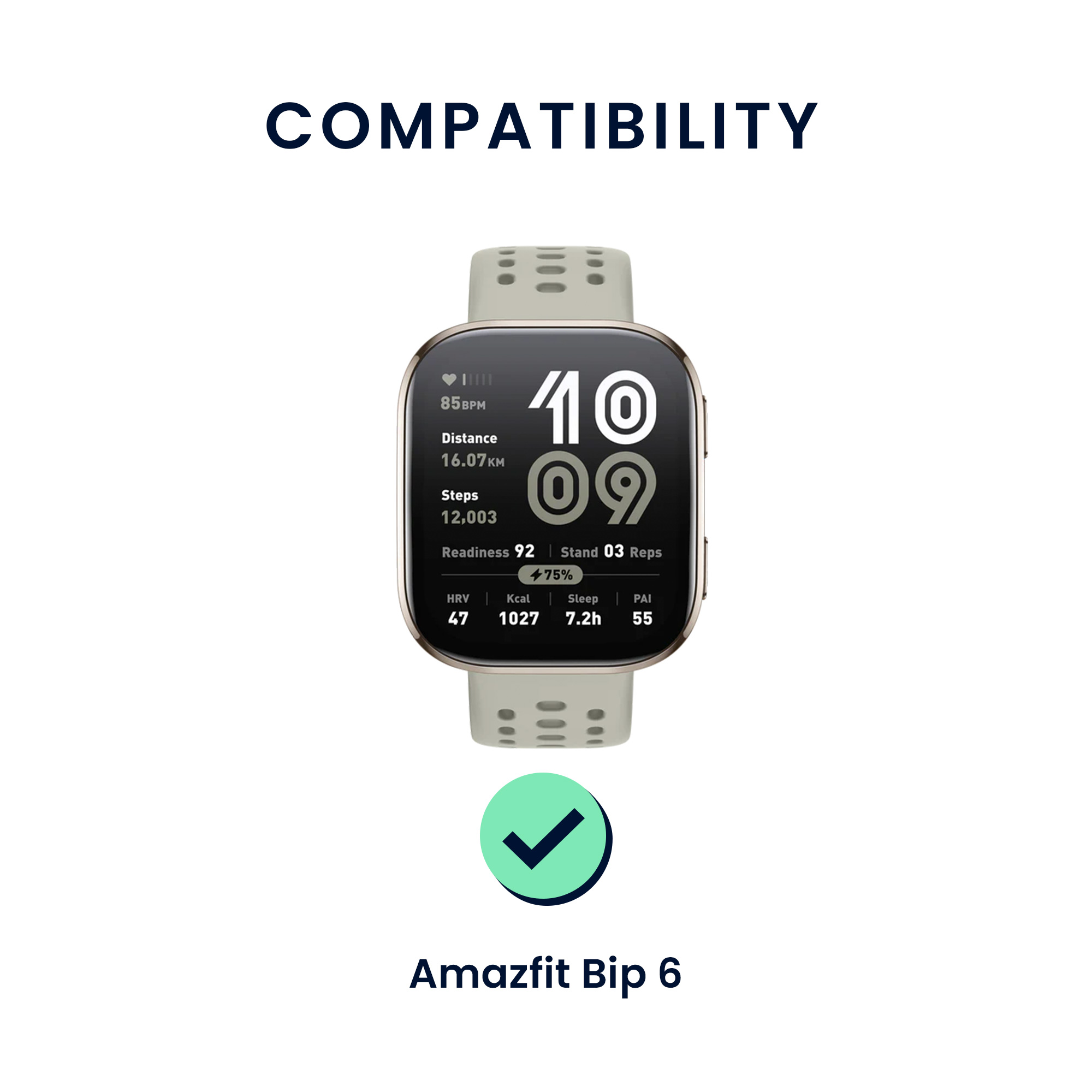 Řemínek 22mm Amazfit Bip 6/Bip 5 Unity/Bip 5/GTS 3/Balance 2... 22mm kwmobile TPU černý/béžový
