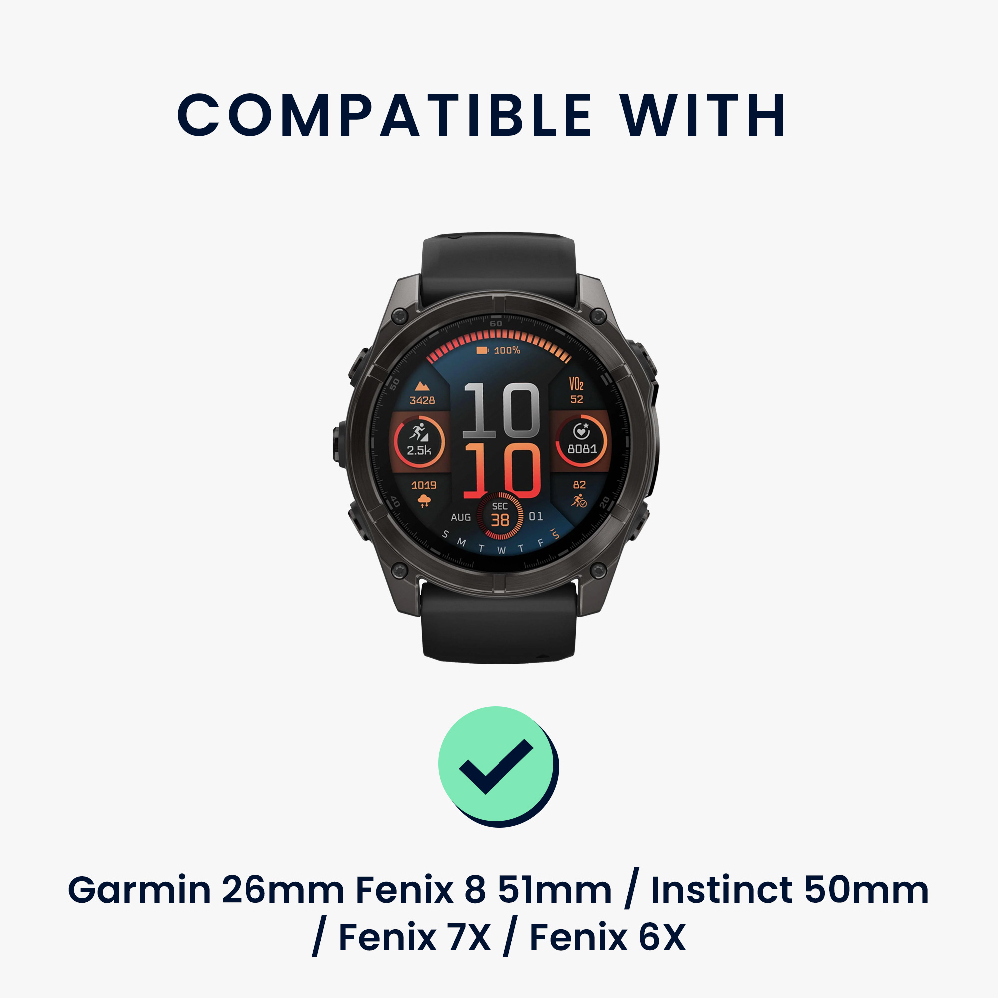 Řemínek Garmin 26mm Fenix 8 51mm/Instinct 50mm/Fenix 7X/Feni... 26mm kwmobile nylon černý