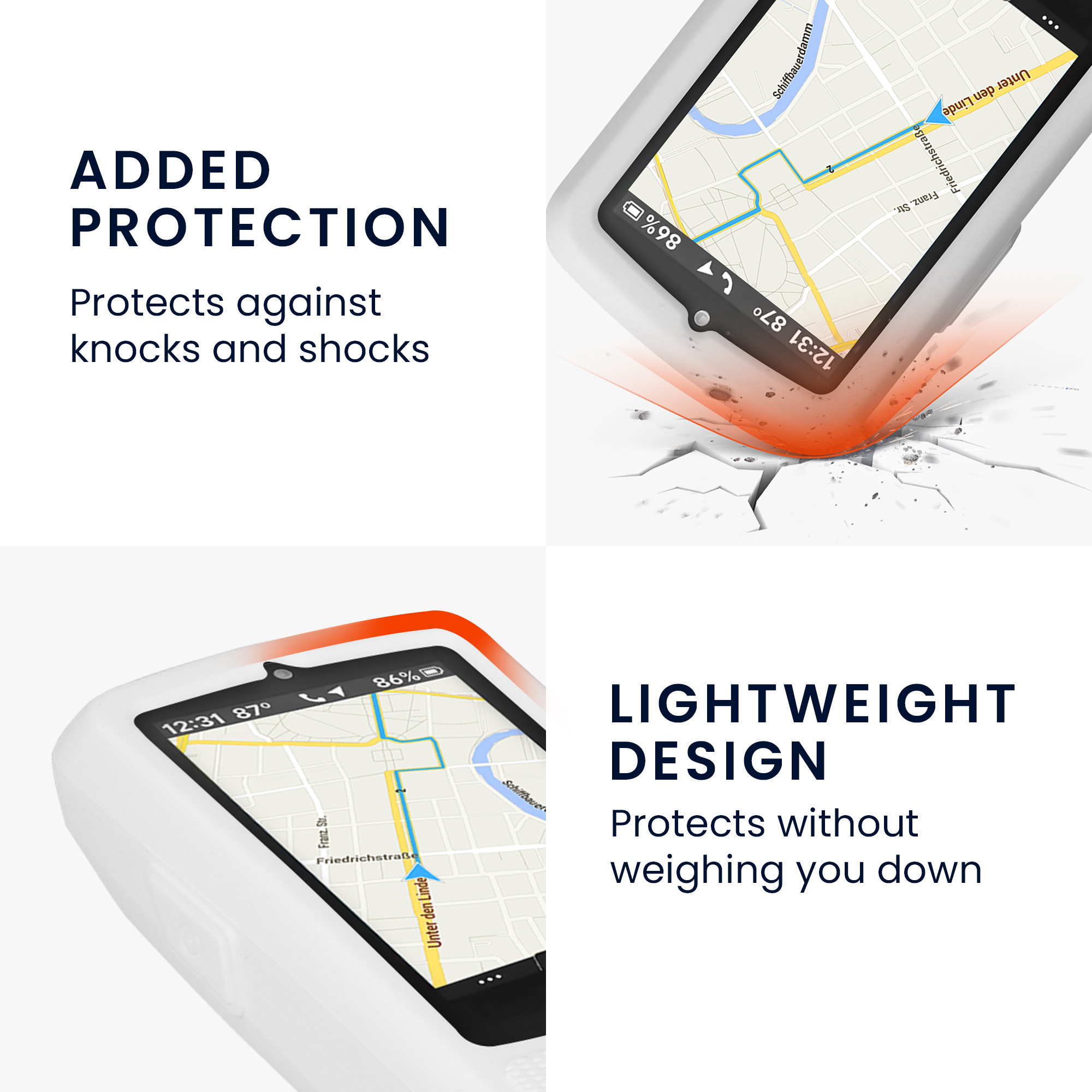 Silikonové pouzdro pro Wahoo Elemnt Roam V3 kwmobile - měkký gumový ochranný kryt na cyklo GPS, bílá