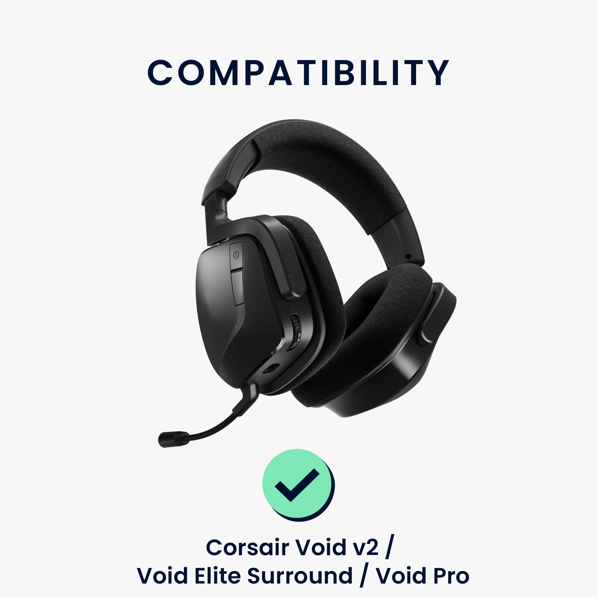Náušníky kwmobile pro Corsair Void v2 / Void Elite Surround / Void Pro - 2 ks, černá