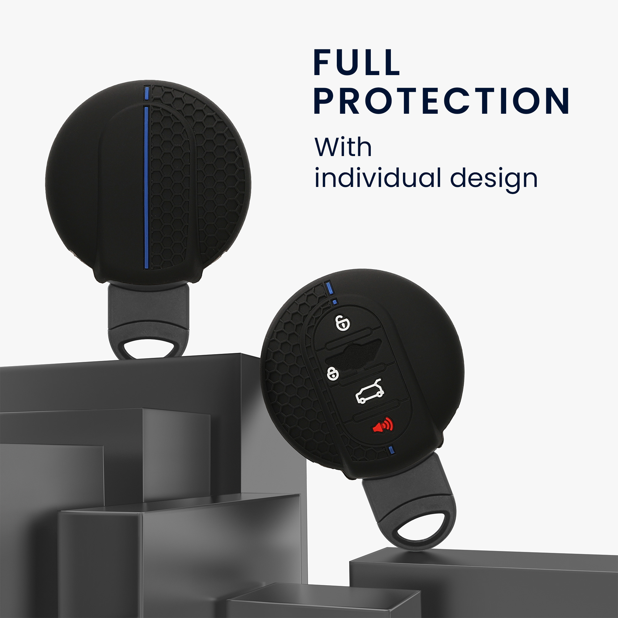 Pouzdro na autoklíč kwmobile pro Mini 3 Button - Černá / modrá
