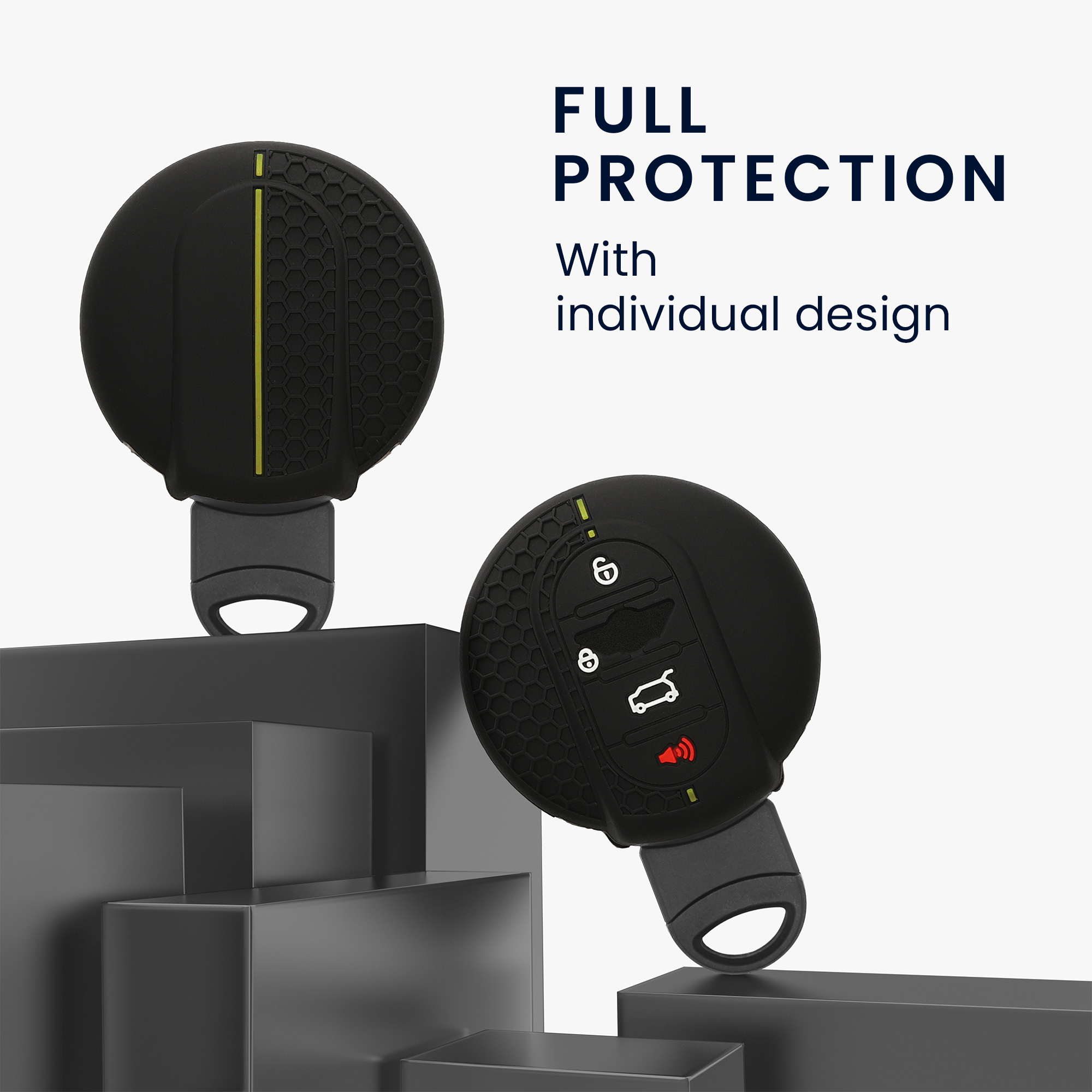 Pouzdro na autoklíč kwmobile pro Mini 3 Button - Černá / žlutá