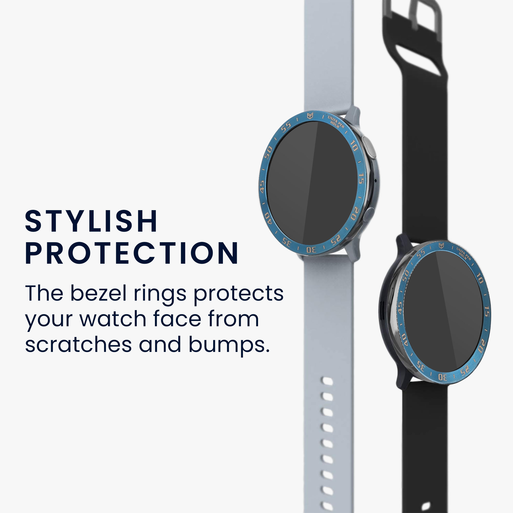 Ochranný rámeček pro Samsung Galaxy Watch 7 44mm kwmobile hliníkové - modrá / bílá