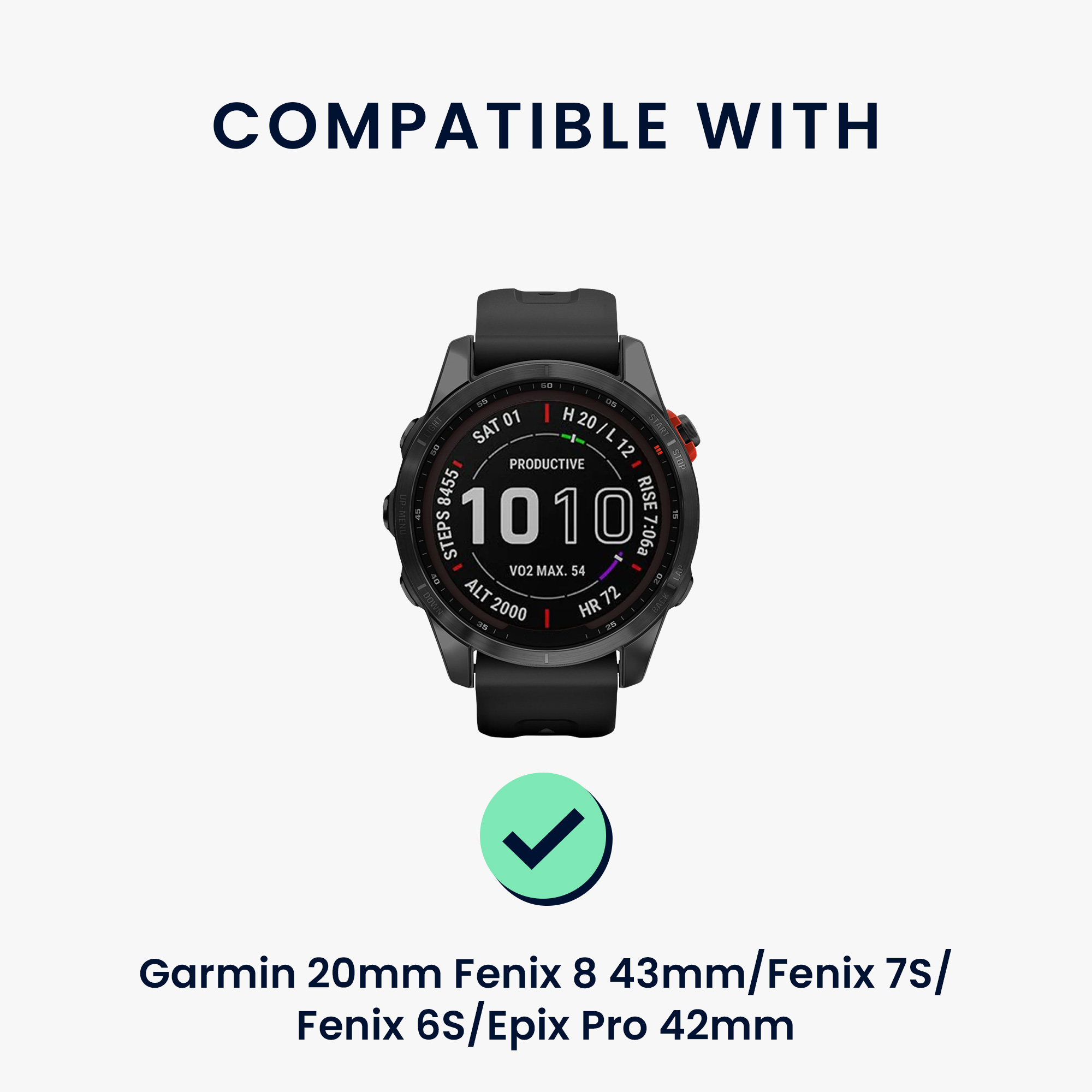 Řemínek Garmin 20mm Fenix 8 43mm/Fenix 7S/Fenix 6S/Epix Pro... 20mm kwmobile nylon, kůže tmavě zelený