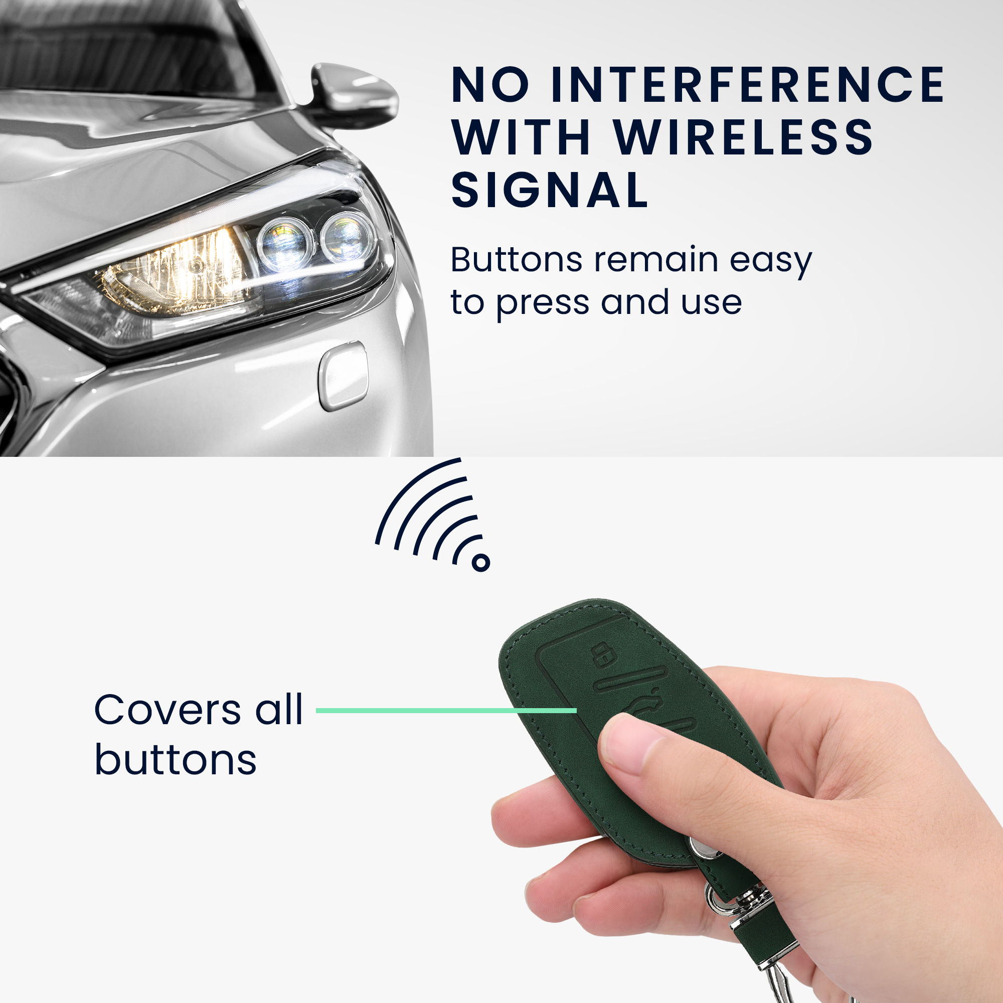 Pouzdro na klíč od auta kwmobile MG 3 tlačítka ZS/MG4/MG5/MG6, tmavě zelená