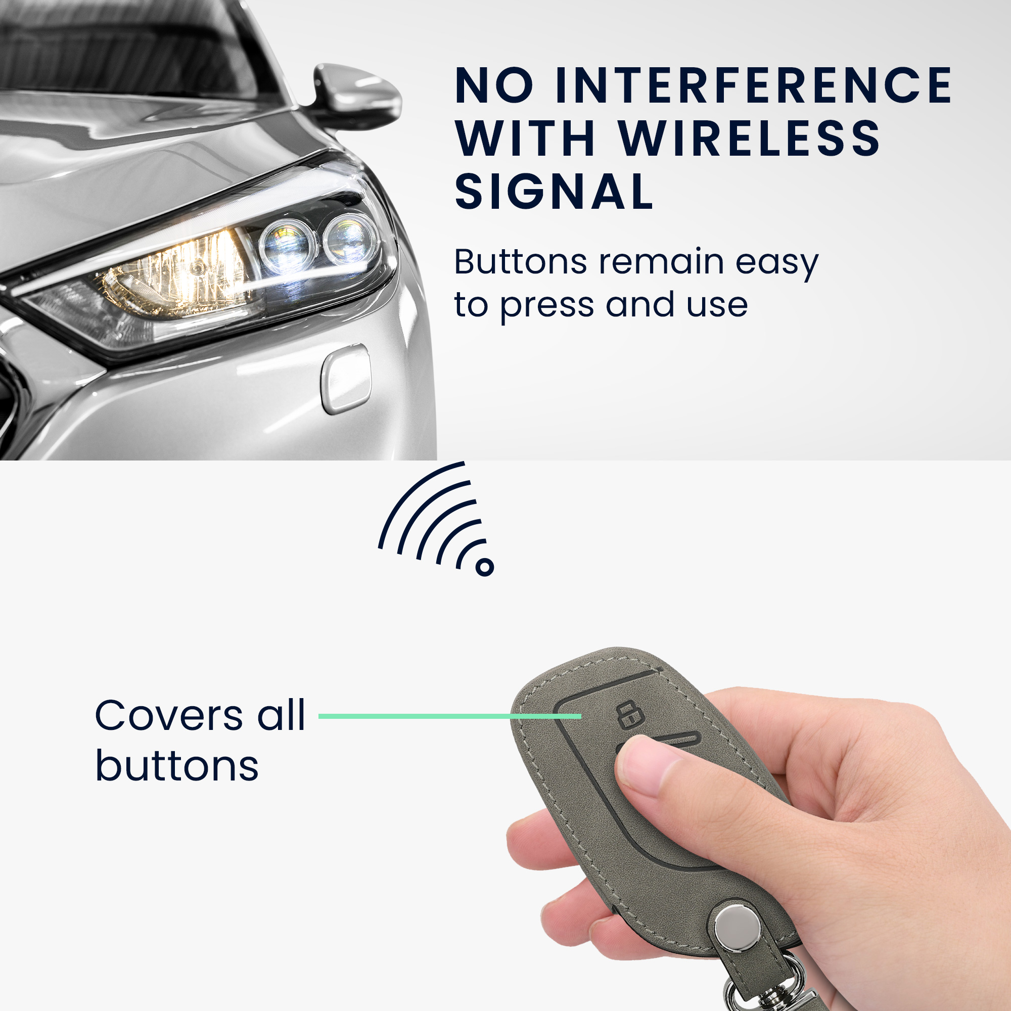 Peněženkový obal ze syntetické kůže na klíč MG se 3 tlačítky ZS MG4 MG5 MG6 kwmobile ‑ šedá