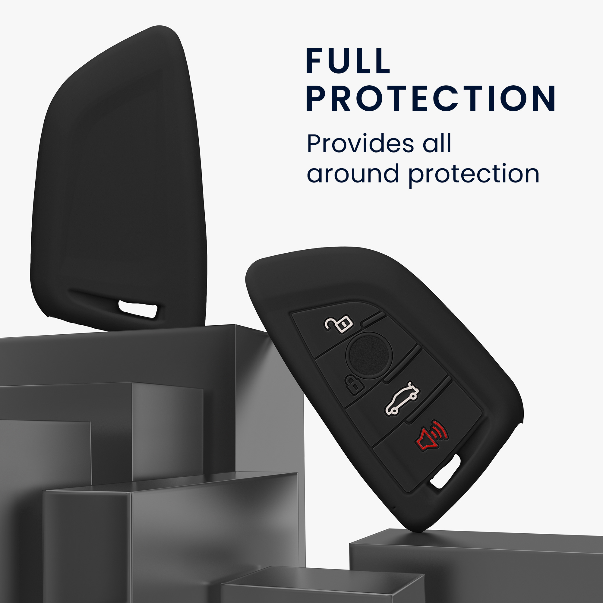 Tpu pouzdro na klíč od auta BMW 3 tlačítka Smart Key protiskluzové matně černé