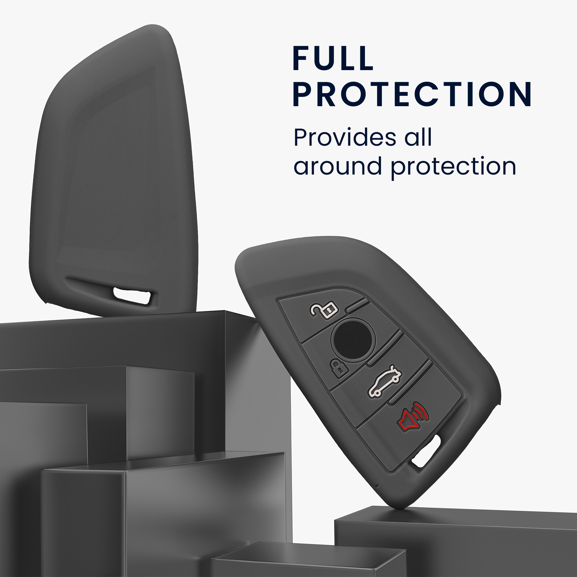 Tpu pouzdro na klíč od auta BMW 3 tlačítka Smart Key protiskluzové tmavě šedé
