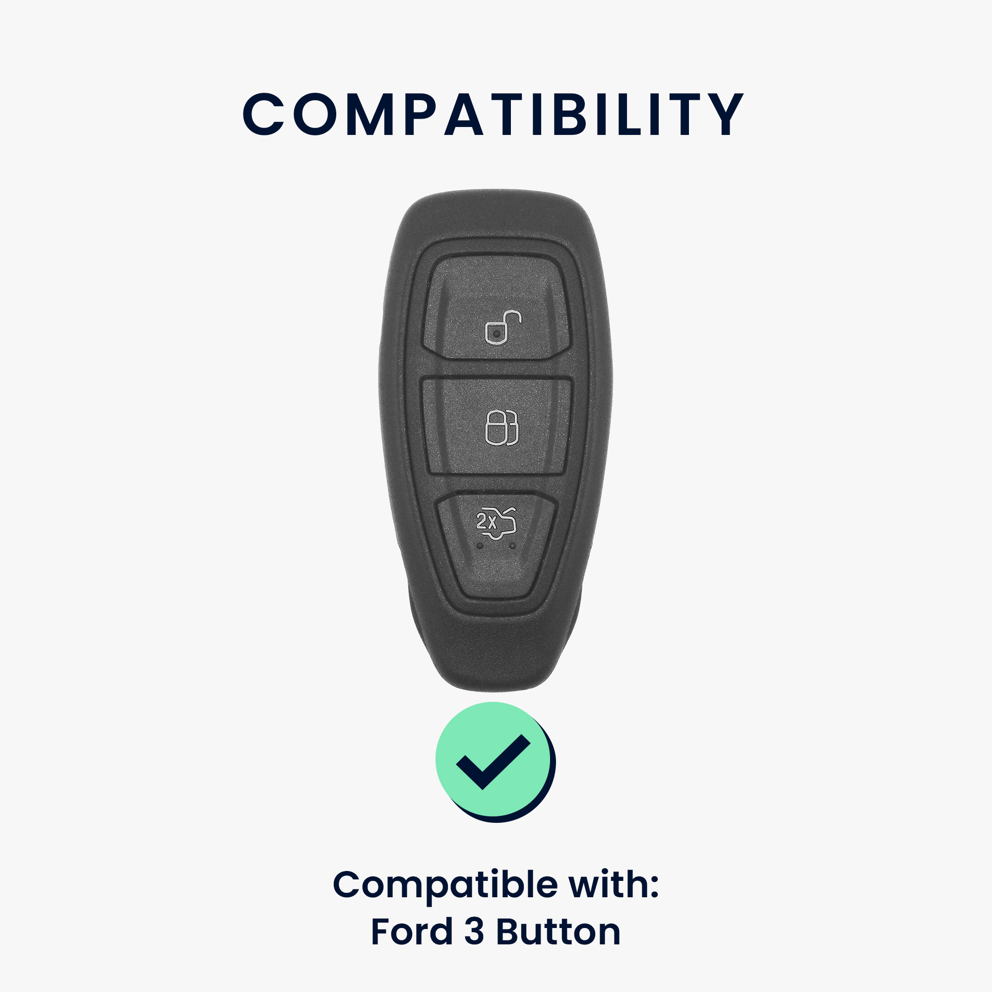 Kryt klíče Ford 3 tlačítka Keyless Go kwmobile matná černá pu kůž