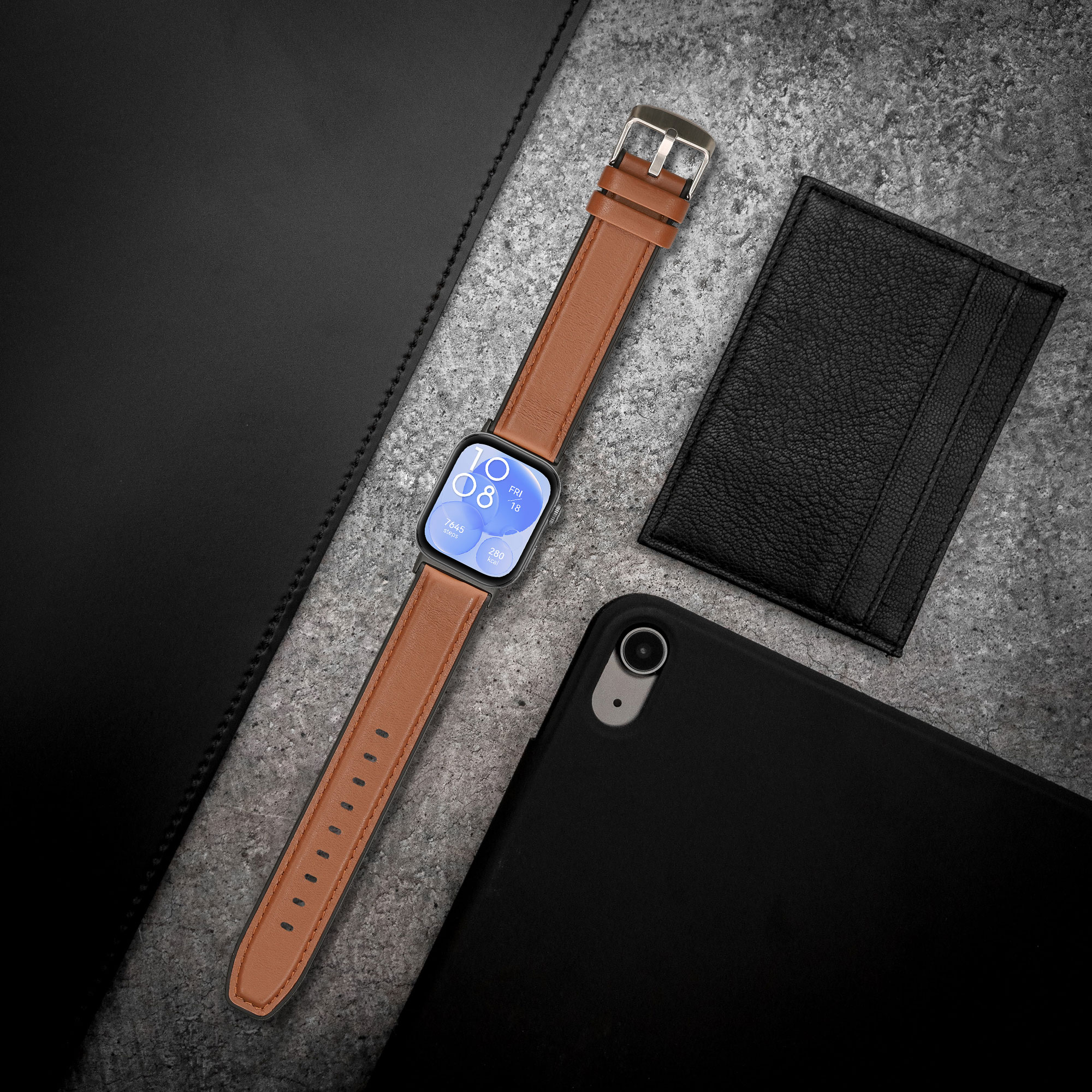 Řemínek pro Huawei Watch Fit 3 / Fit 4 kwmobile silikonové - hnědá / černá