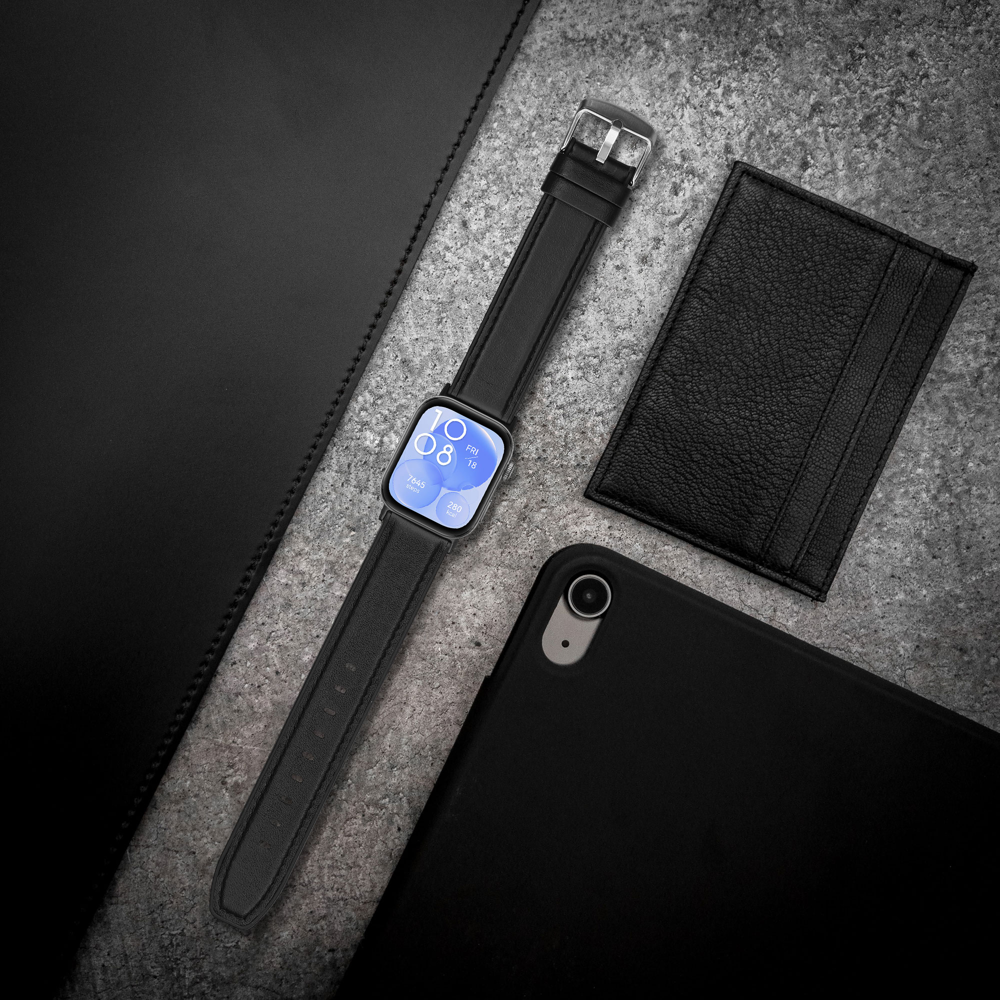 Kožený řemínek Huawei Watch Fit 3 černá kwmobile