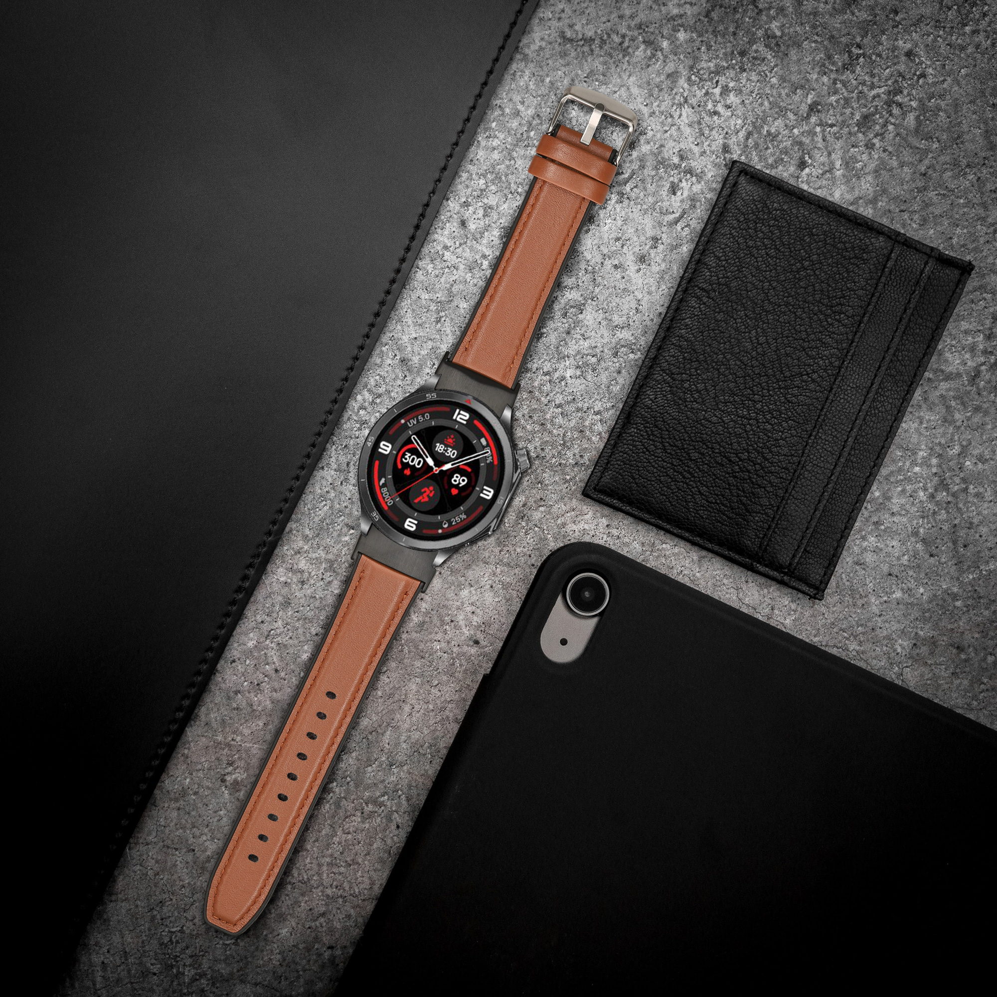Řemínek kwmobile pro OnePlus Watch 3 / 2 / 2R / Oppo Watch X2 - hnědá / černá
