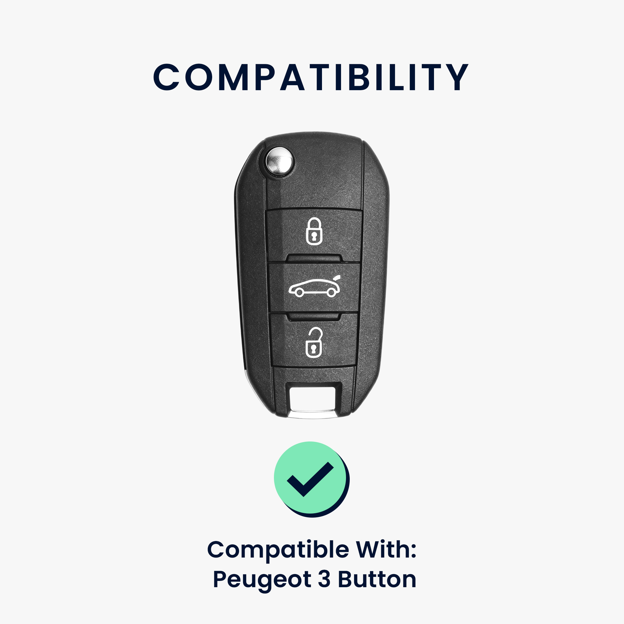 Pouzdro na klíč od auta Peugeot 3 Button Car Flip Key kwmobile - karbonově černá