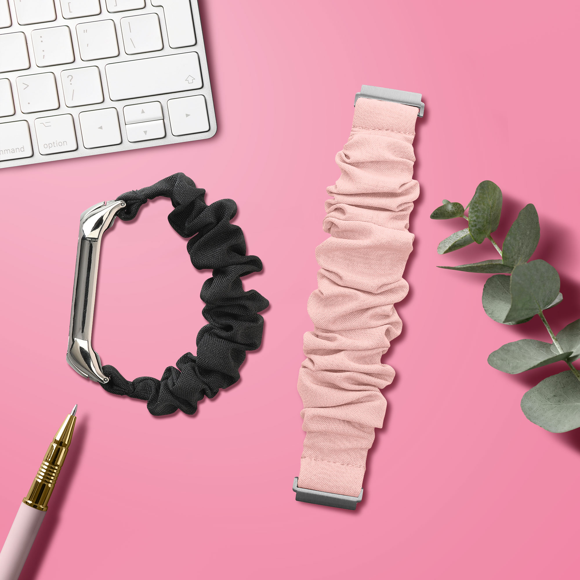 Řemínek na hodinky pro Amazfit Bip 6 kwmobile - starorůžová látkový řemínek na hodinky (scrunchie)