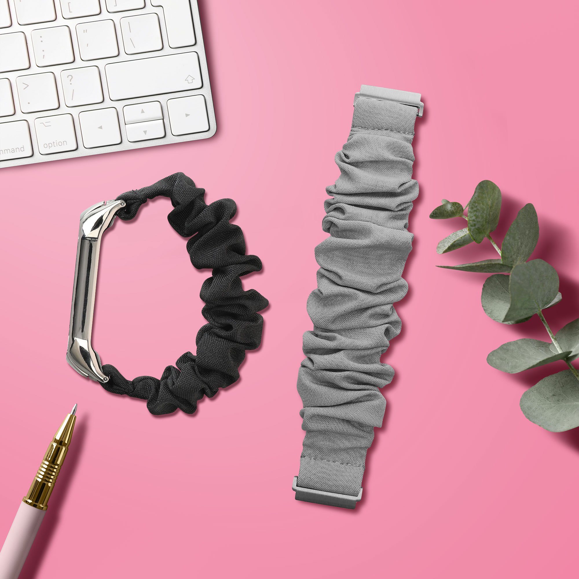 Řemínek na hodinky pro Amazfit Bip 6 kwmobile - šedá látkový řemínek na hodinky (scrunchie)