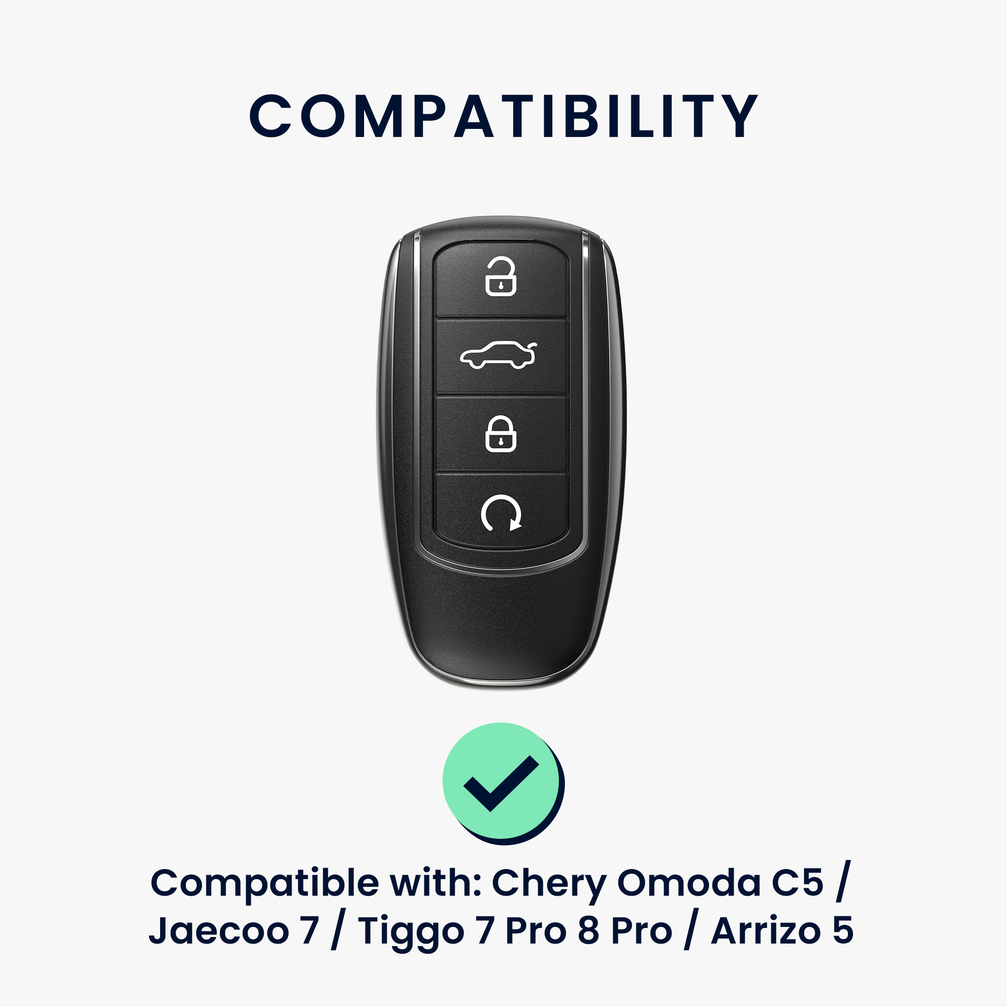 Pouzdro na klíč od auta kwmobile pro Chery Omoda C5 / Jaecoo 7 / Tiggo 7 Pro 8 Pro / Arrizo 5 - čirá
