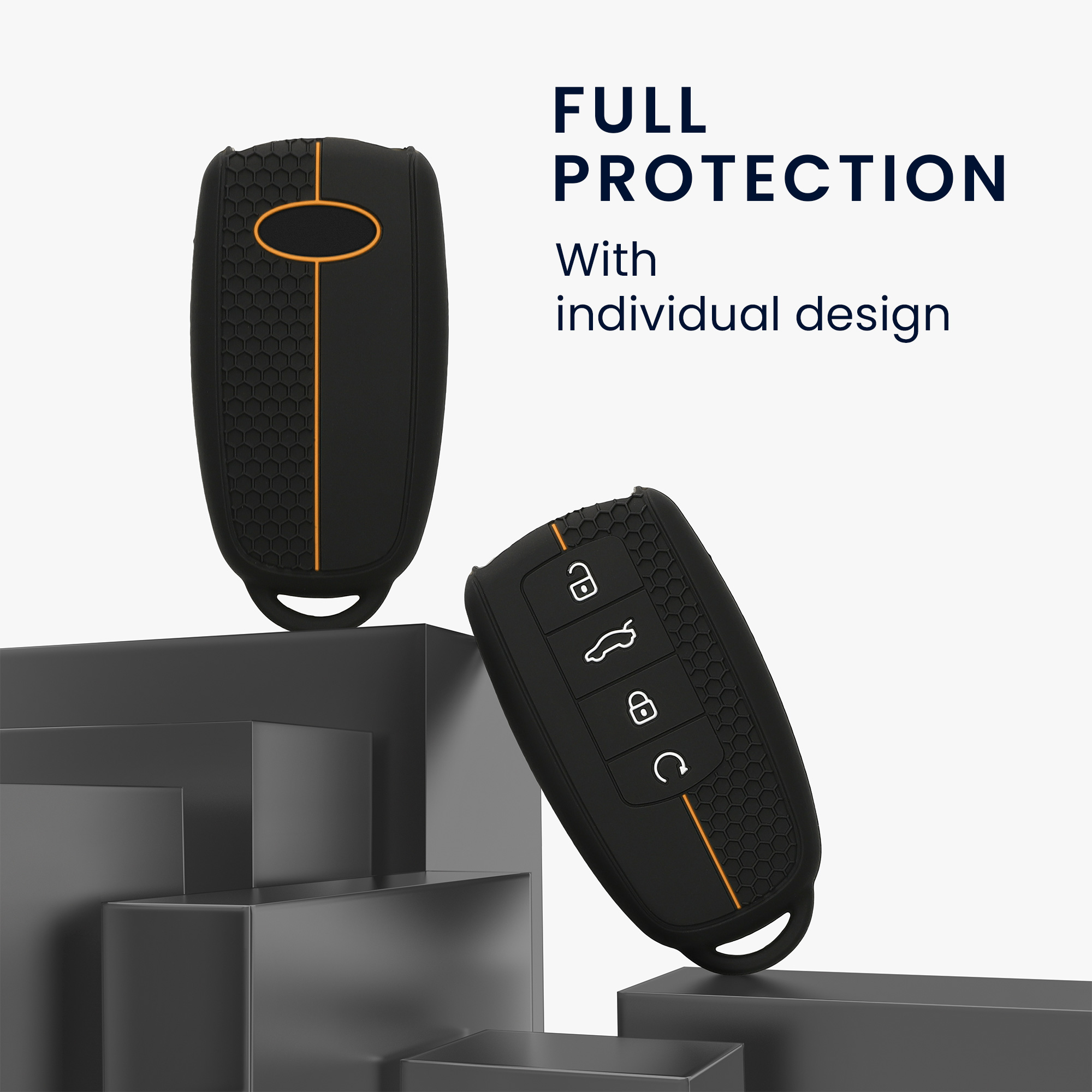 Obal na klíč od auta pro Chery Omoda C5 / Jaecoo 7 / Tiggo 7 Pro 8 Pro / Arrizo 5 kwmobile - černá / oranžová