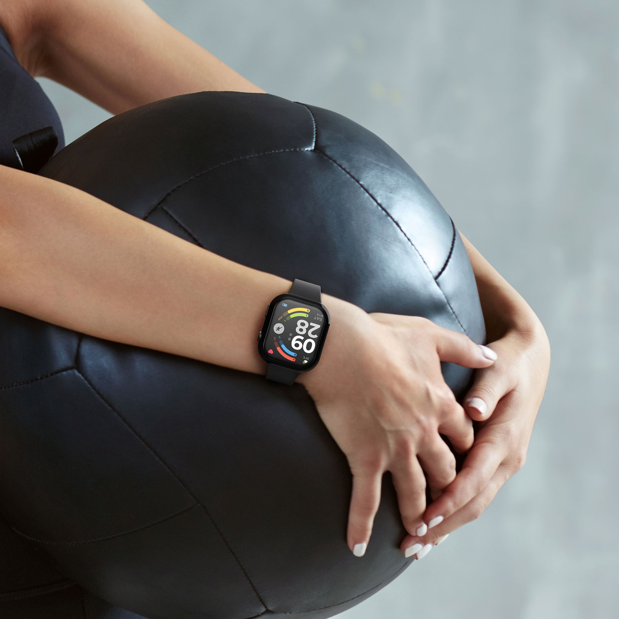 2x obal s ochranným sklem pro Xiaomi Redmi Watch 6 kwmobile silikonové - černá / stříbrná