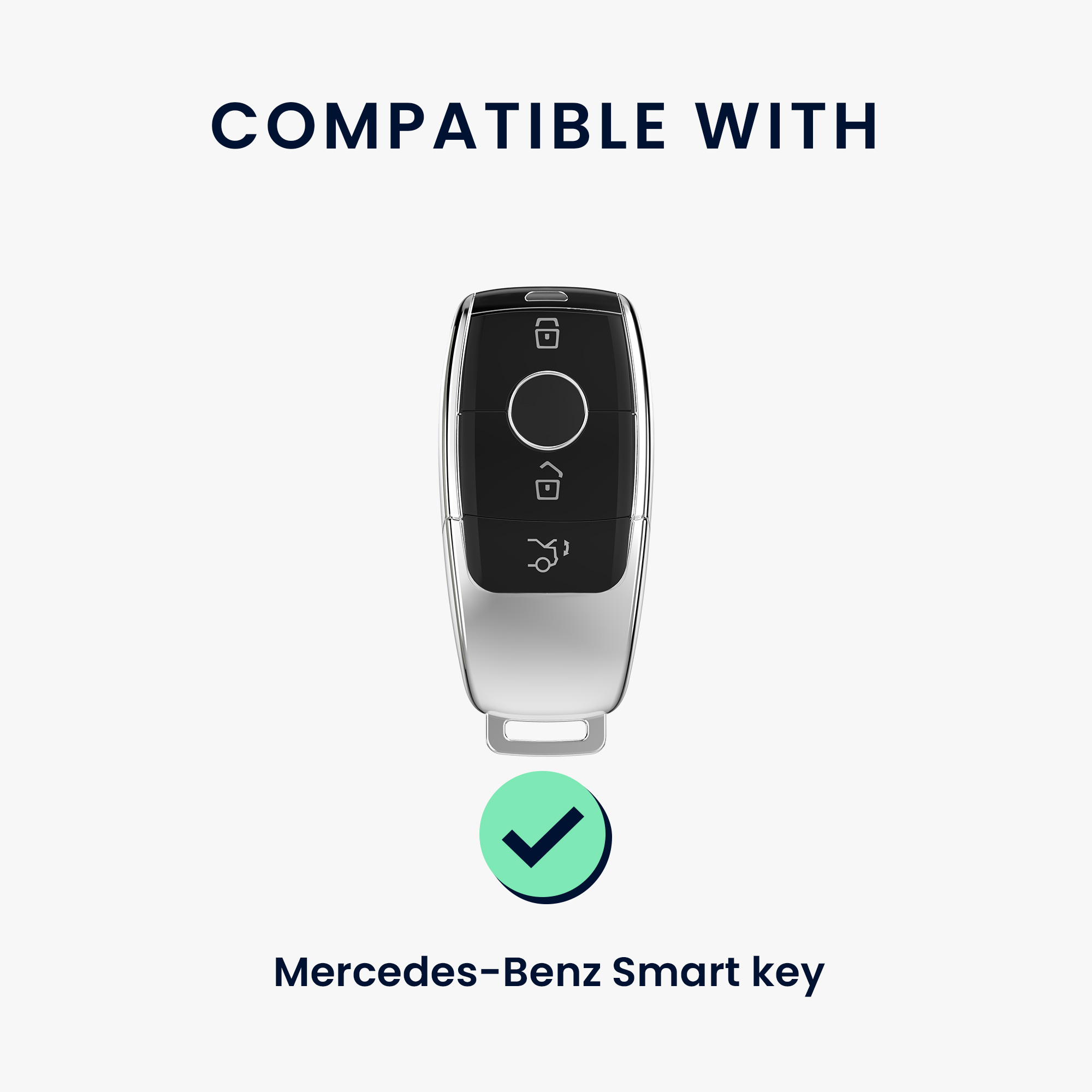 Obal na klíč od auta pro Mercedes-Benz chytrý klíč klíč od auta (only Keyless) kwmobile s kroužkem z pravé kůže - černá
