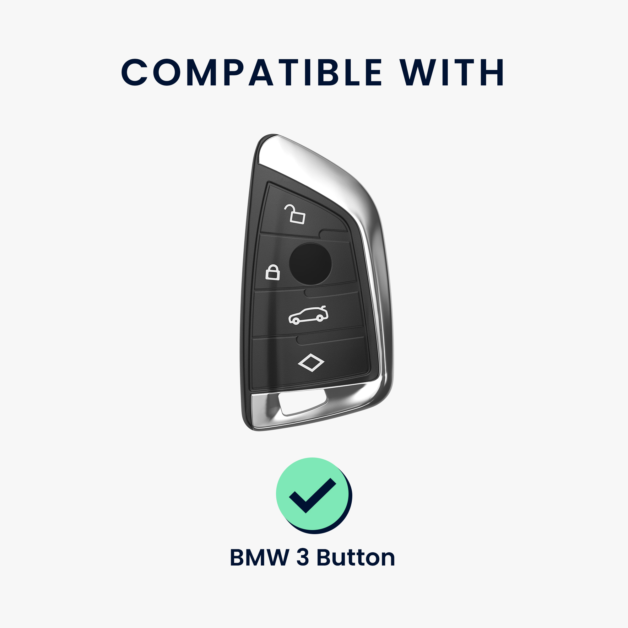 Tpu pouzdro na klíč od auta s kroužkem BMW 3 tlačítka Smart Key Key Ring šedé