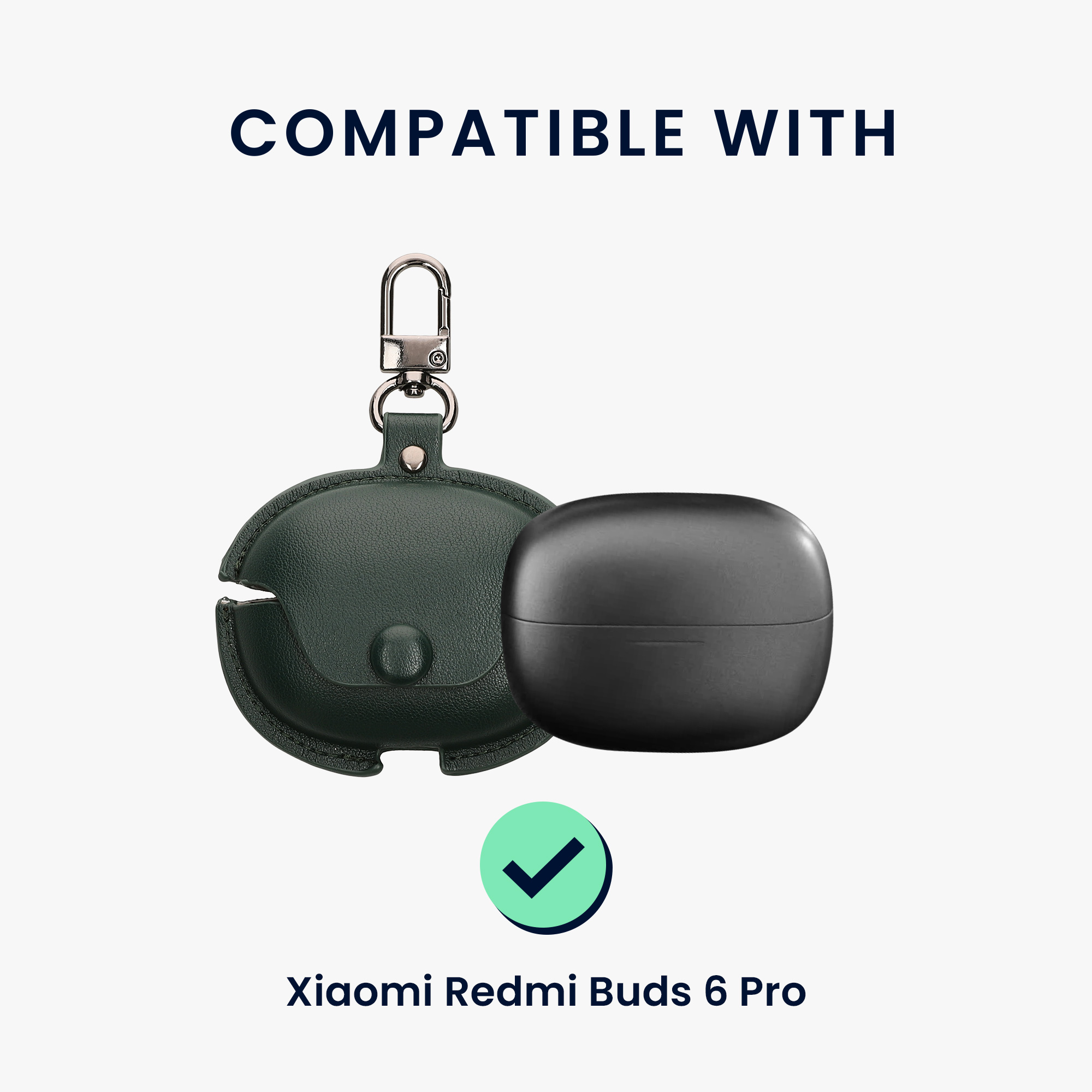 Pouzdro z eko kůže pro Xiaomi Redmi Buds 6 Pro kwmobile - tmavě zelená