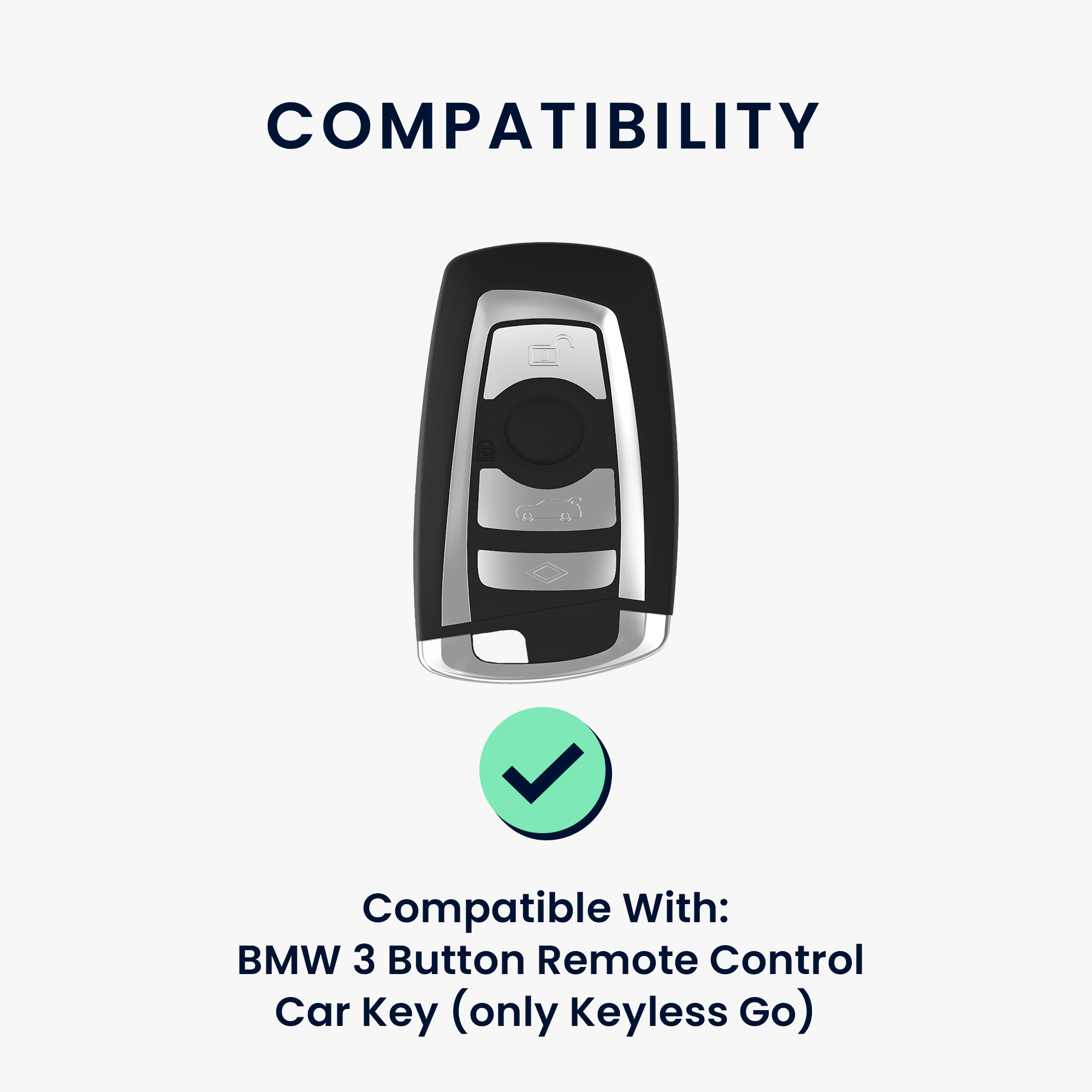 Obal na klíč od auta pro BMW klíč s dálkovým ovládáním a 3 tlačítky (pouze Keyless Go) kwmobile s kroužkem z pravé kůže - tmavě modrá