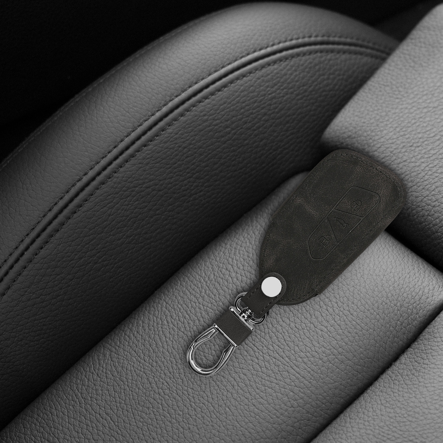 Obal na klíč od auta pro VW Golf 8 klíč se 3 tlačítky kwmobile semišové - černá