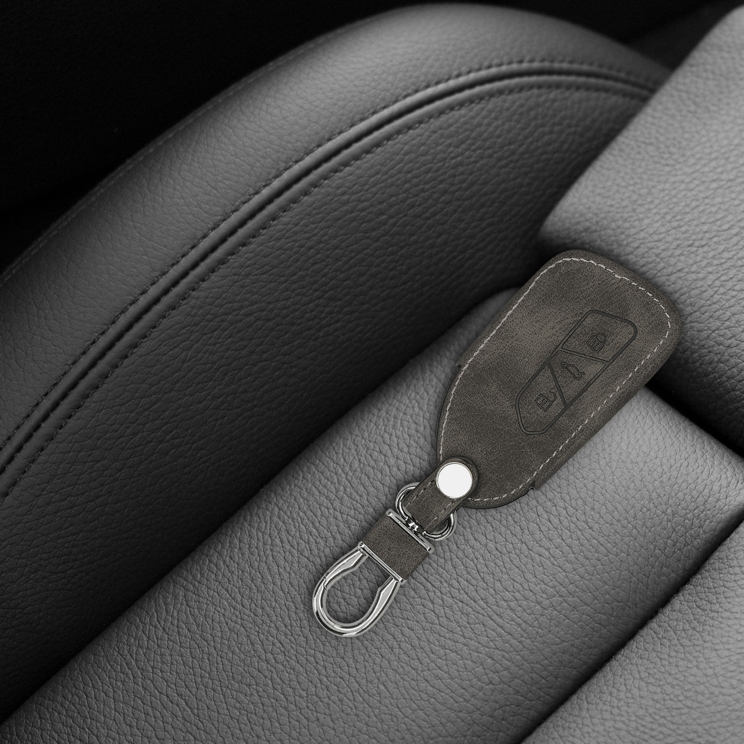 Obal na klíč od auta pro VW Golf 8 klíč se 3 tlačítky kwmobile semišové - tmavě šedá