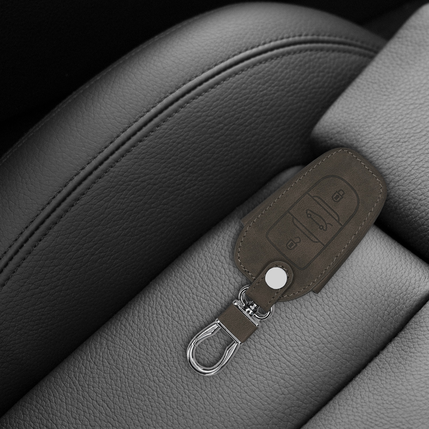 Obal na klíč od auta pro Peugeot Citroen chytrý klíč se 3 tlačítky kwmobile semišové - tmavě šedá