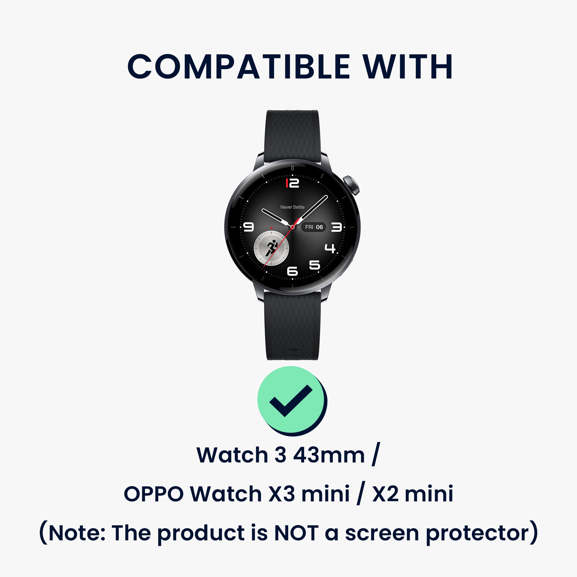 Ochranné rámečky s třpytkami pro OnePlus Watch 4 / Watch 3 / OPPO Watch X3 mini / X2 mini kwmobile sada 2 ks - černá / stříbrná