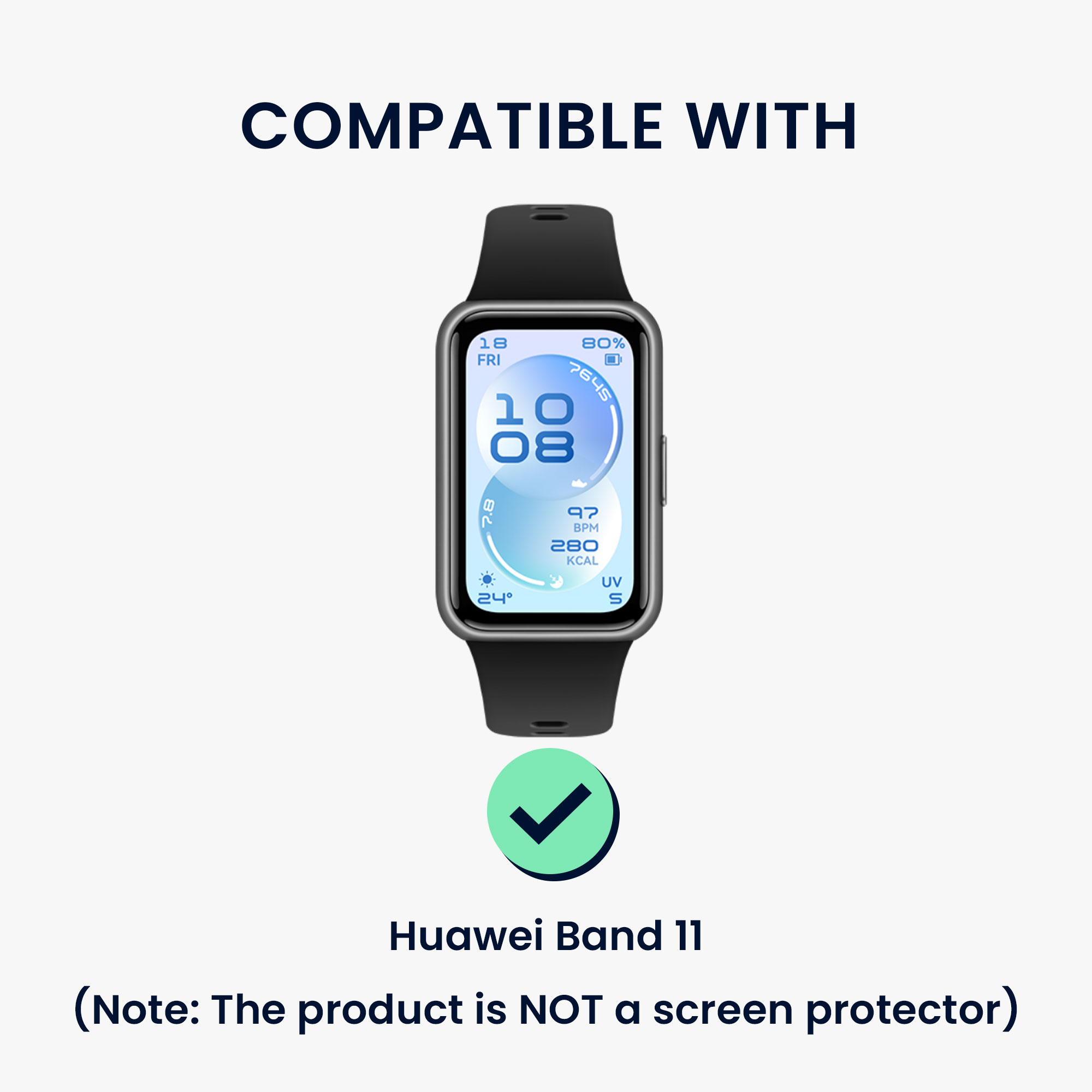 Ochranné rámečky s třpytkami pro Huawei Band 11 kwmobile sada 2 ks - černá / transparentní