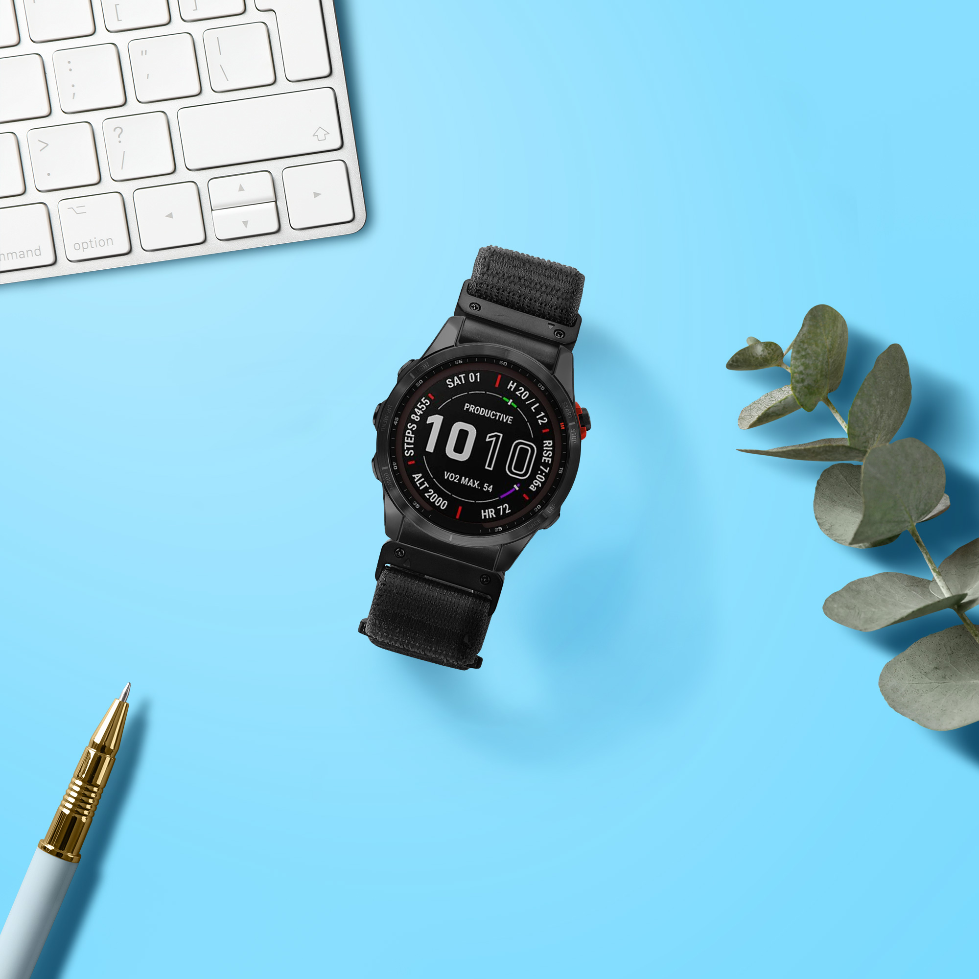 Nylonový pásek pro Garmin Instinct 2S / Fenix 8S / Fenix 7S / Fenix 6S kwmobile nylonové - černá