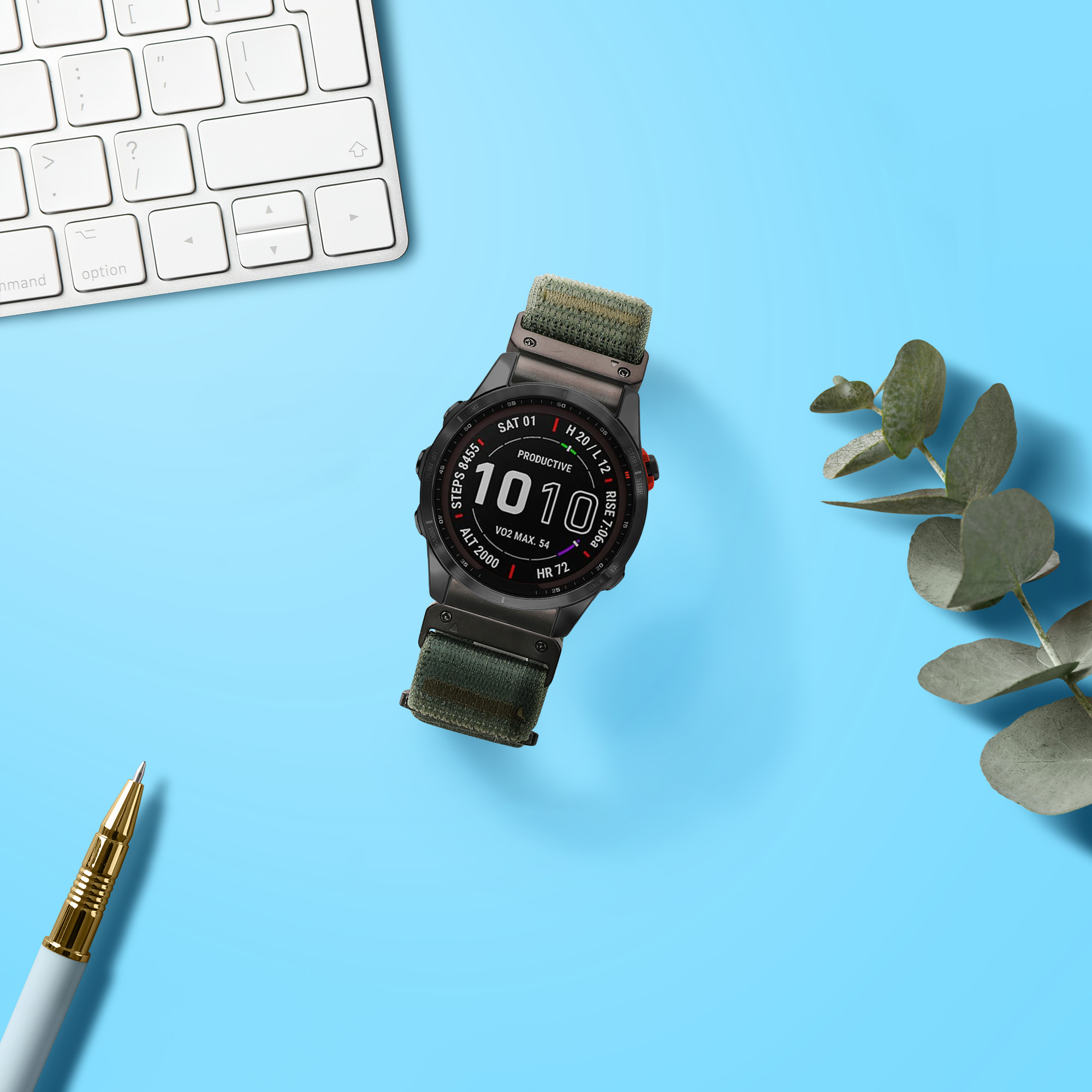 Nylonový pásek pro Garmin Instinct 2S / Fenix 8S / Fenix 7S / Fenix 6S kwmobile nylonové - tmavě zelená