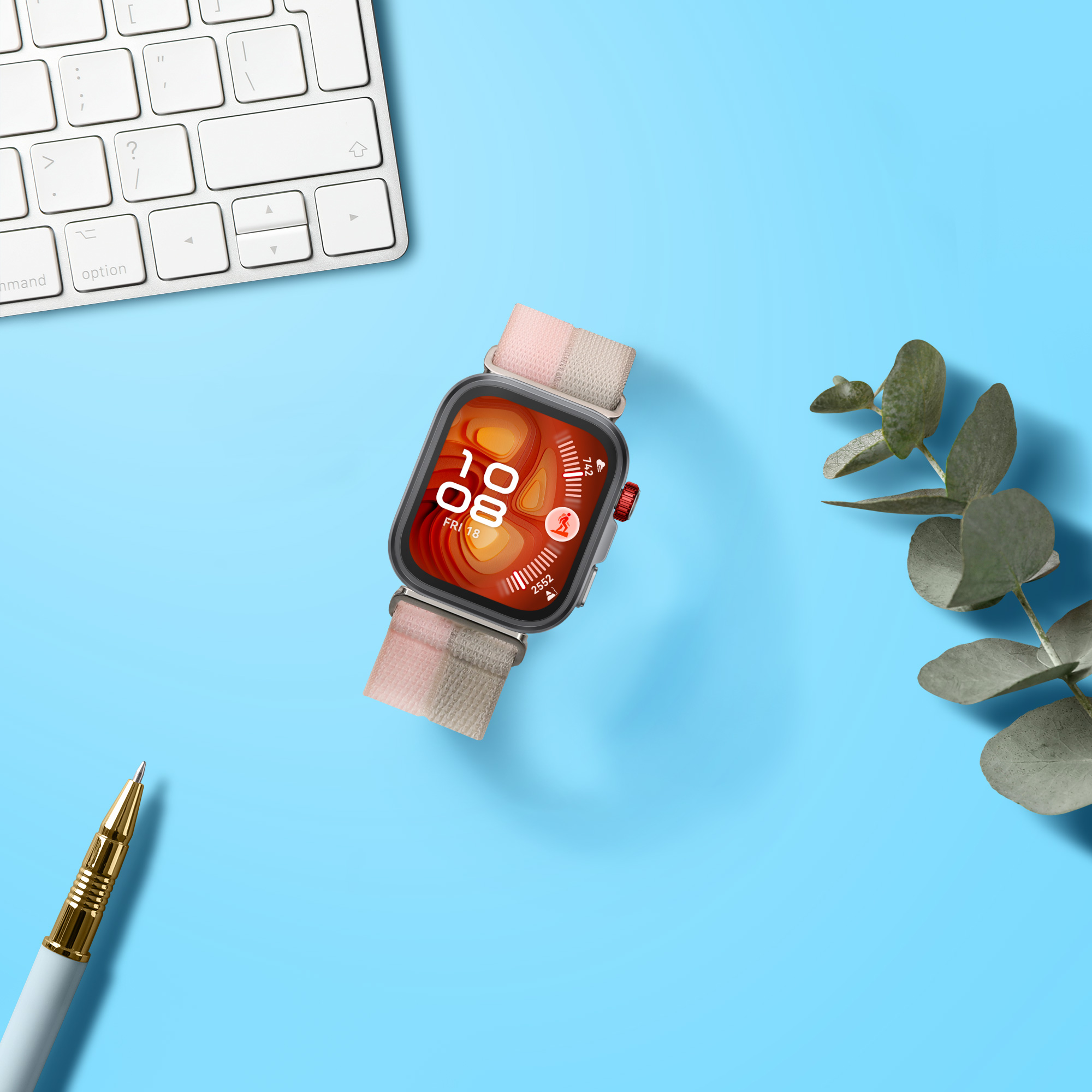 Nylonový pásek pro Huawei Watch Fit 4 Pro / Watch Fit 4 / Fit 3 kwmobile nylonové - starorůžová / stříbrná