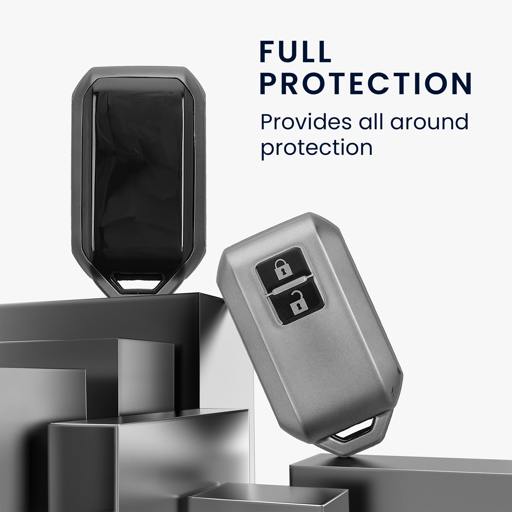 Obal na klíč od auta pro Suzuki klíč se 2 tlačítky a funkcí Keyless Go kwmobile TPU - matná černá / černá