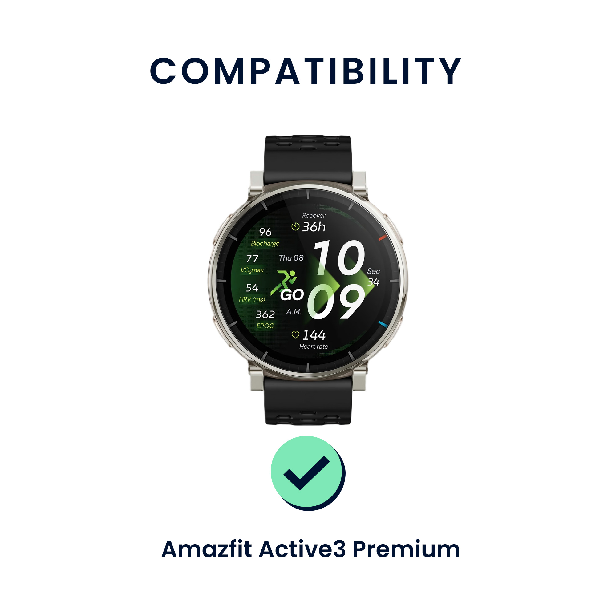 Řemínky pro Amazfit Active3 Premium kwmobile silikonové - šedá / černá