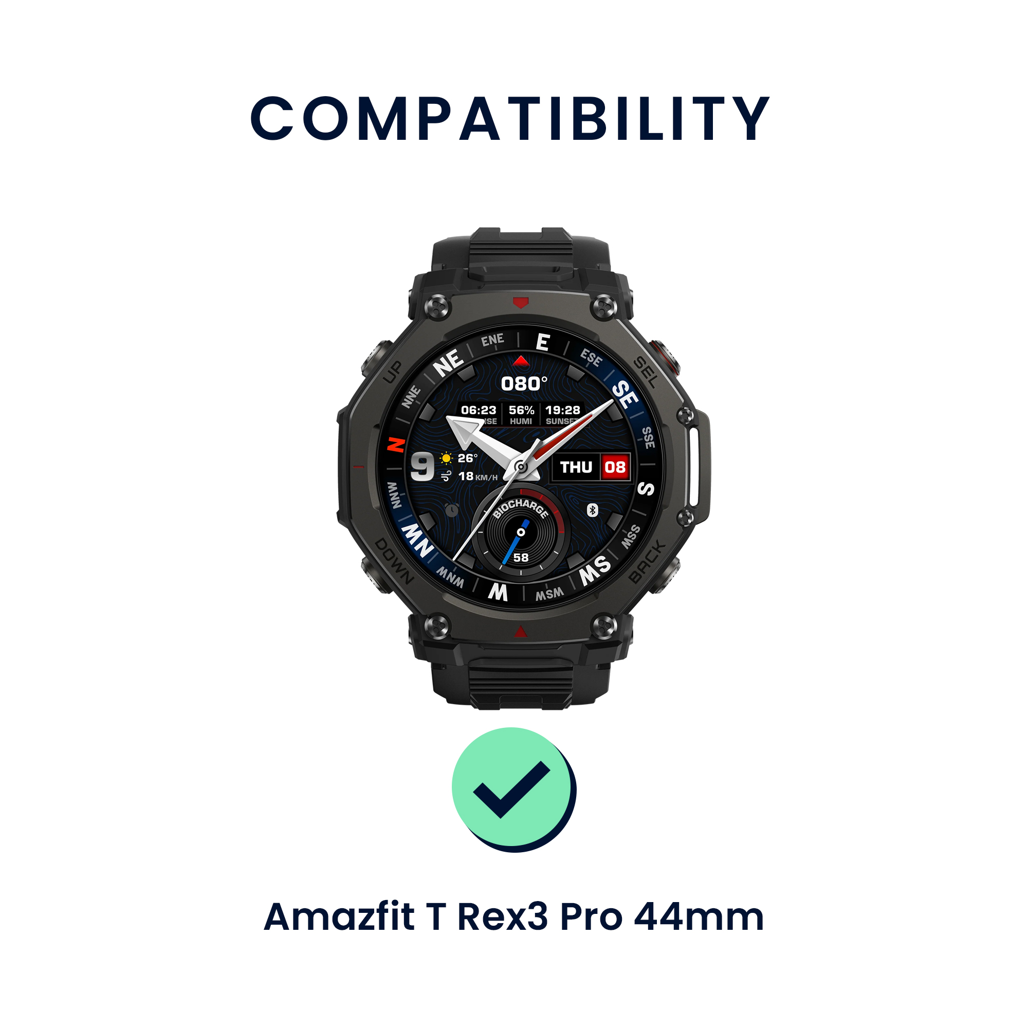 Řemínky pro Amazfit T-Rex3 Pro 44mm kwmobile silikonové - černá / tmavě modrá