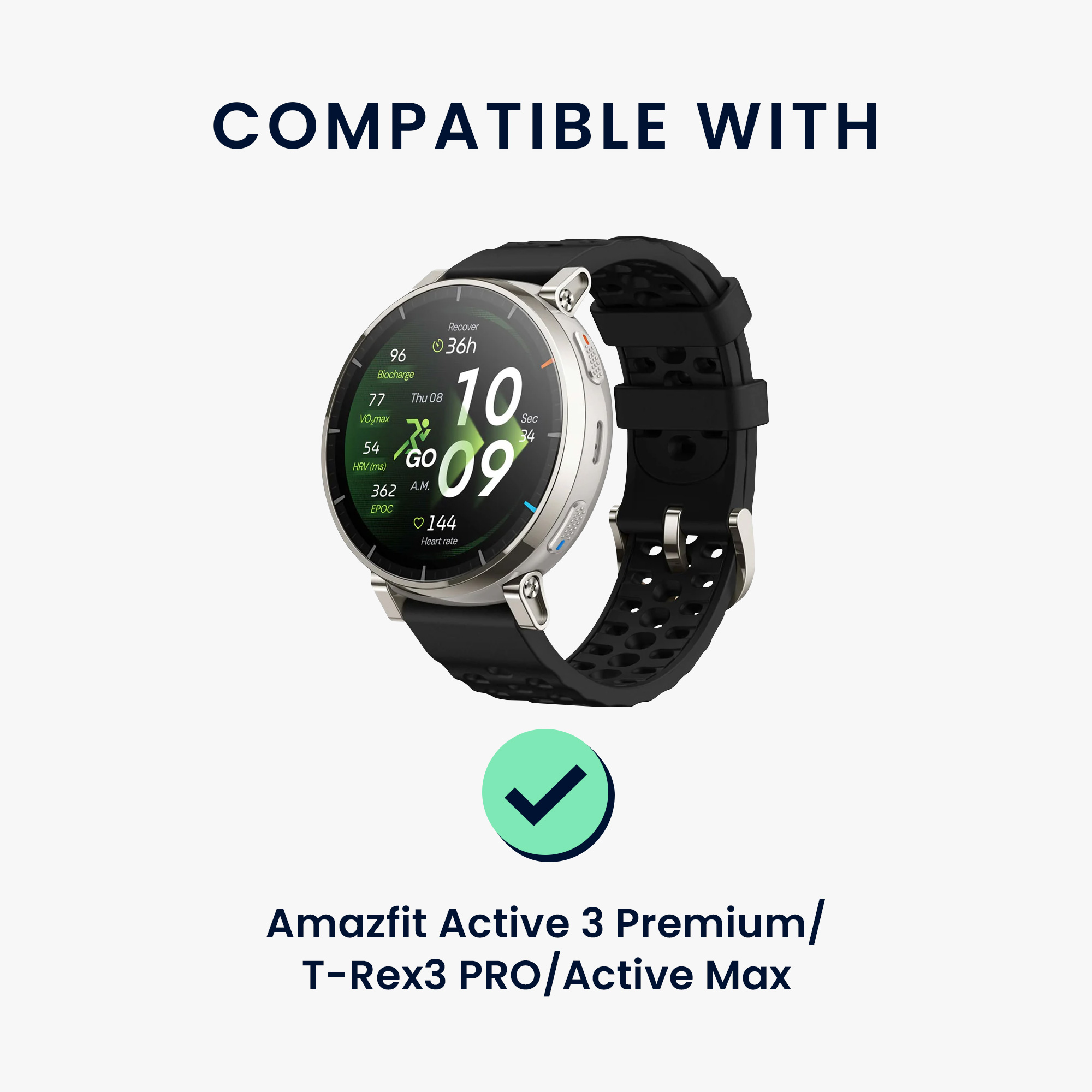 Nabíjecí kabel pro chytré hodinky pro Amazfit Active3 Premium / T-Rex3 PRO / Active Max kwmobile - černá