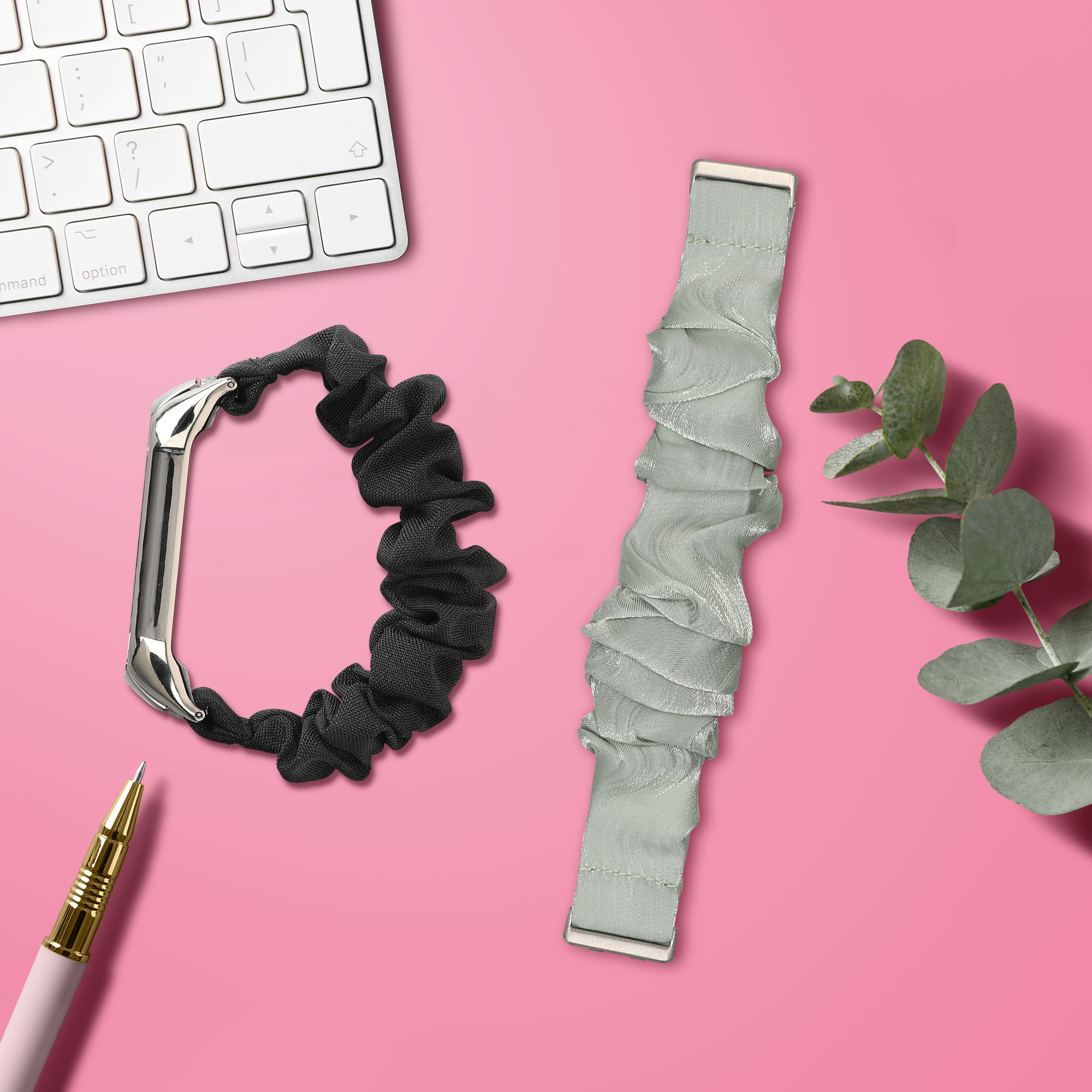 Řemínek na hodinky pro Huawei Band 11 / Band 11 Pro kwmobile - pastelově zelená látkový řemínek na hodinky (scrunchie)
