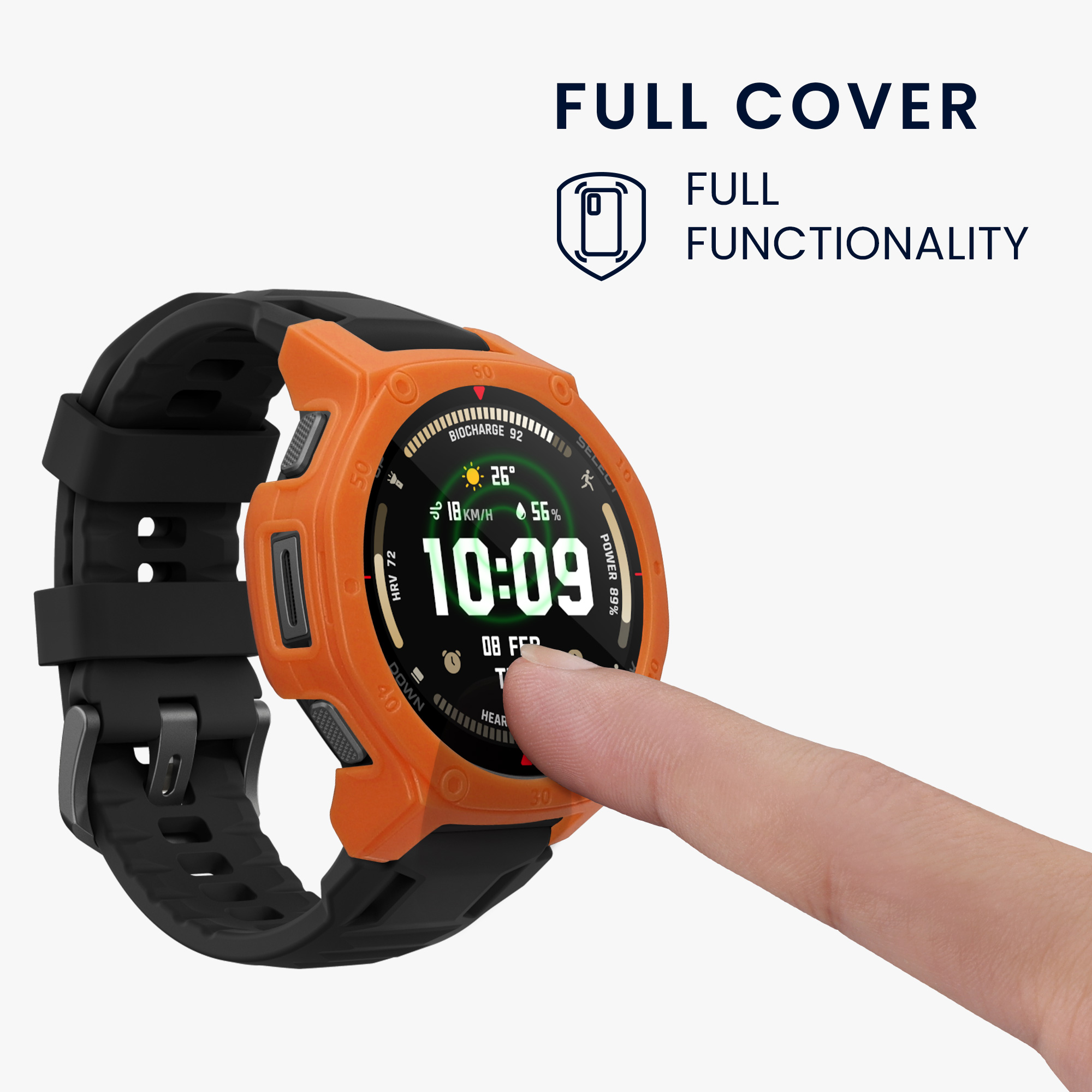 Pouzdra pro Amazfit T-Rex3 Pro 44mm kwmobile sada 2 ks - černá / oranžová