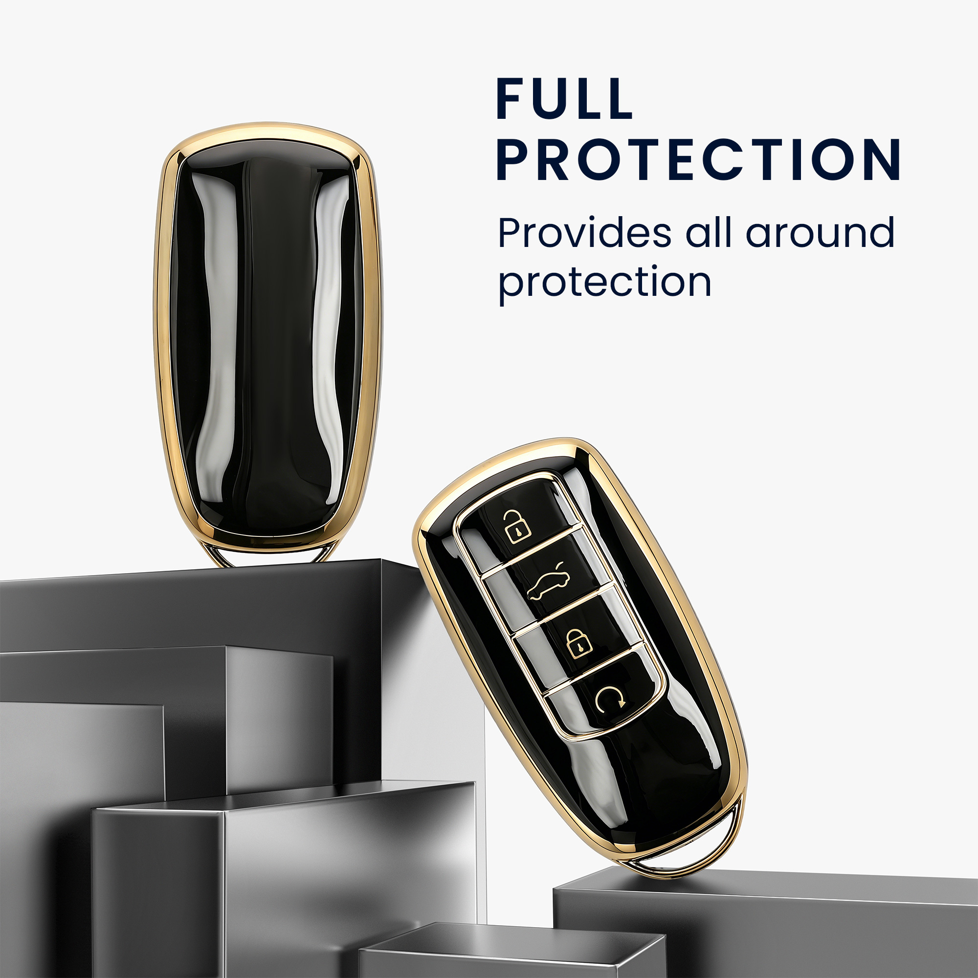 Obal na klíč od auta pro Chery Omoda C5 / Jaecoo 7 / Tiggo 7 Pro 8 Pro / Arrizo 5 kwmobile - černá / zlatá